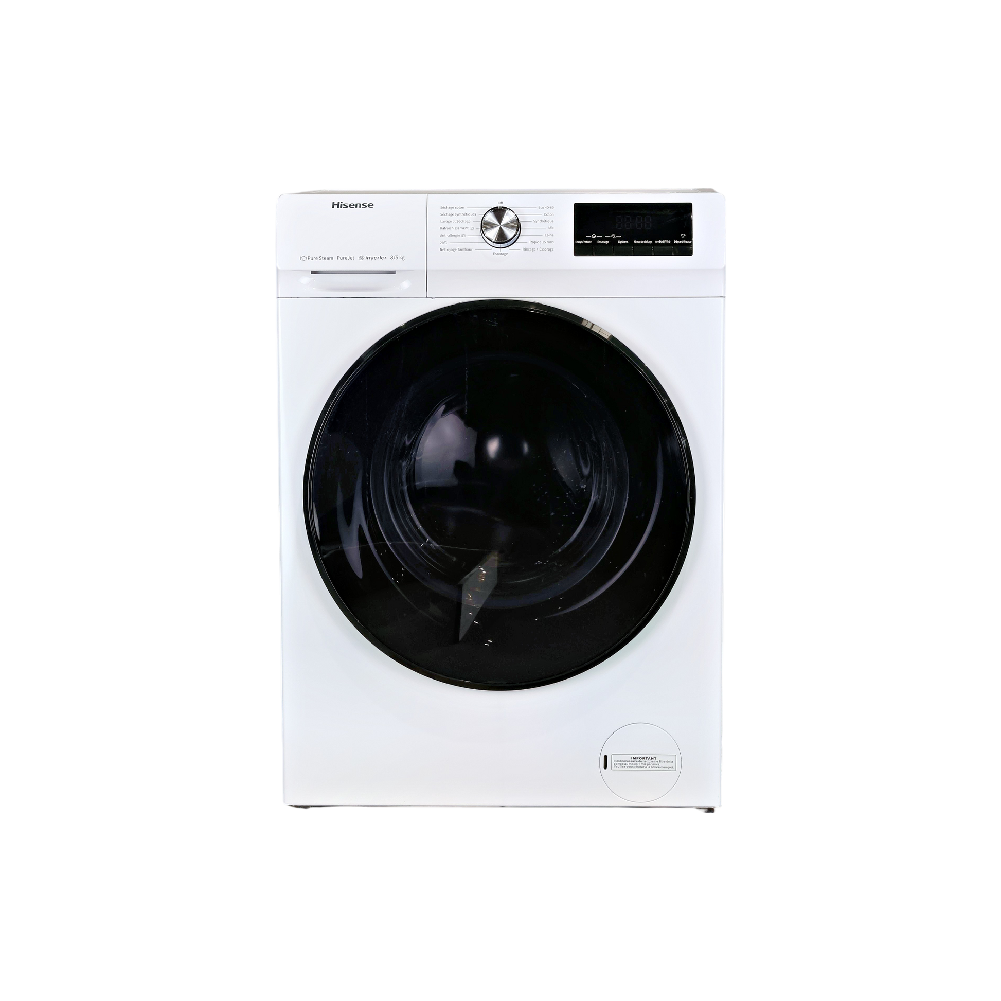 Lave-Linge Sechant 8 kg Reconditionné HISENSE WDQA8014EVJM : vue de face