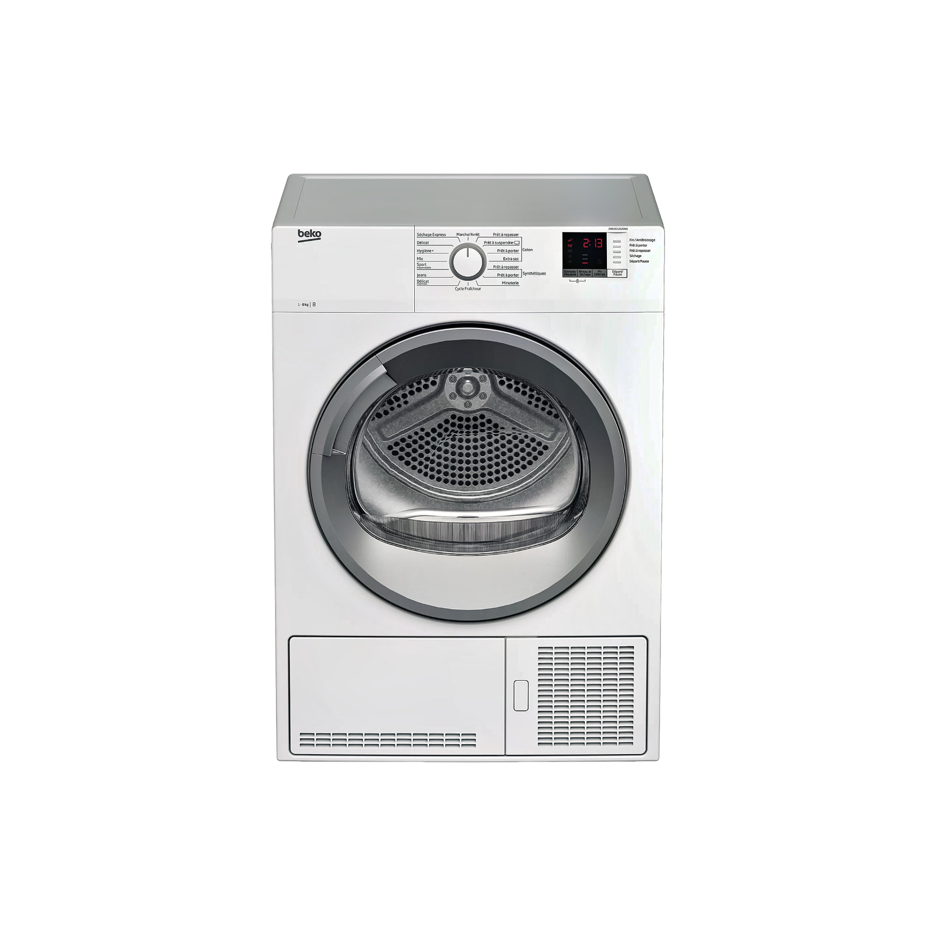 Seche-Linge Condensation 8 kg Reconditionné BEKO DBBU8112GA0WS : vue de face