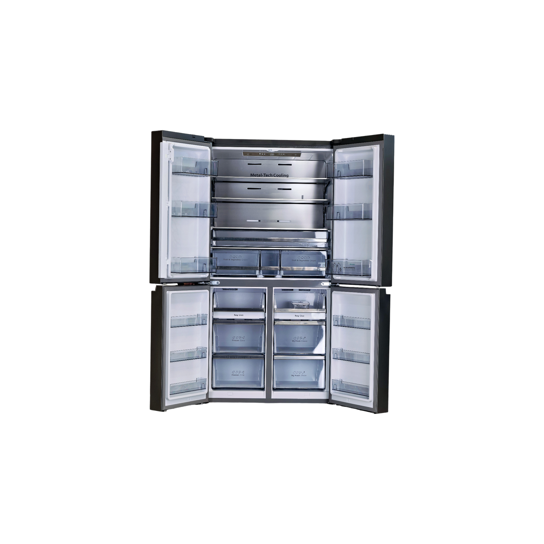 Réfrigérateur Multi-Portes 609 L Reconditionné HISENSE RQ758N4SBSE : vue de l'intérieur