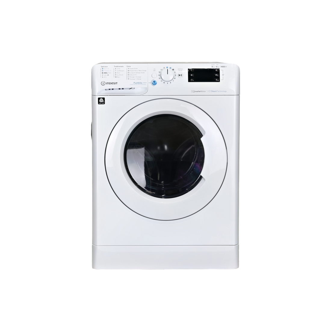 Lave-Linge Sechant 8 kg Reconditionné INDESIT BDE86435WVFR : vue de face