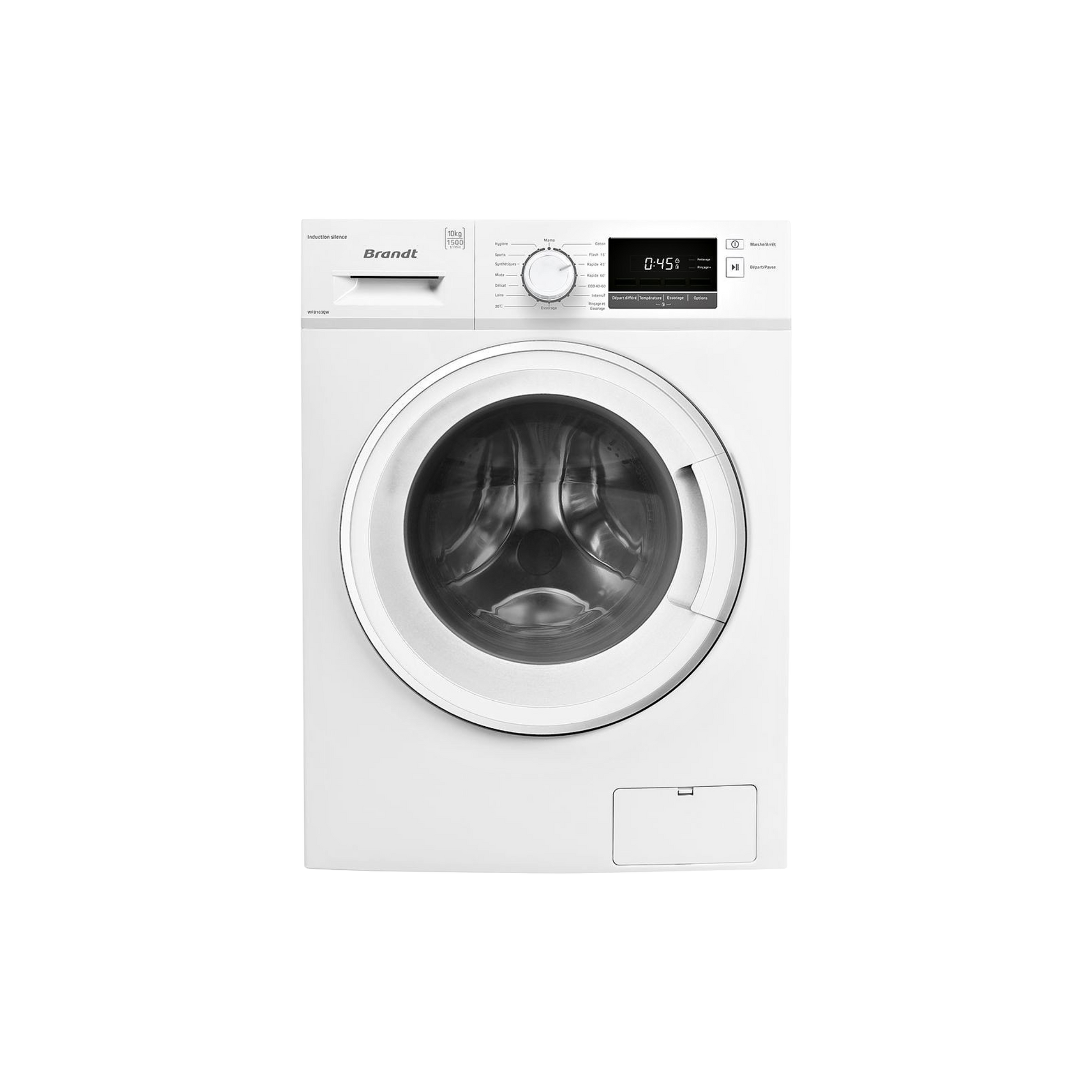 Lave-Linge Hublot 10 kg Reconditionné BRANDT WFB103QW : vue de face