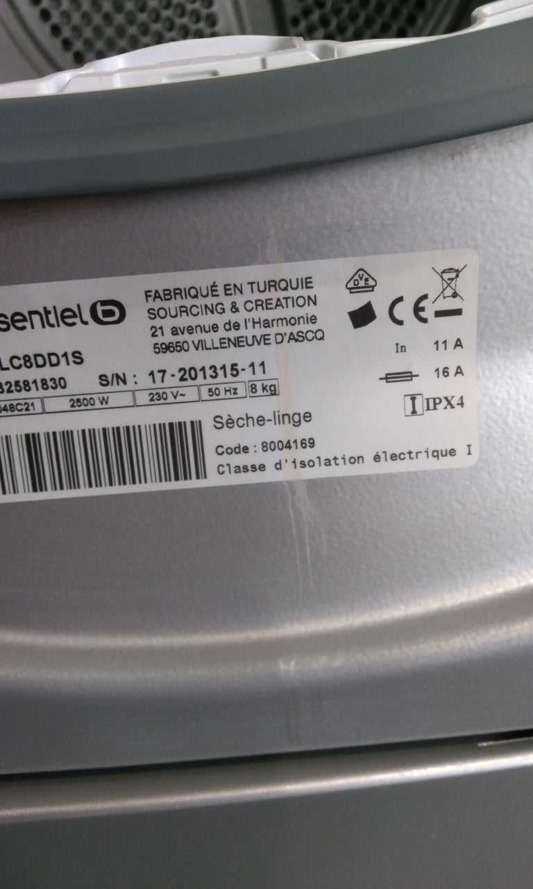 Seche-linge à Condensation 8kg kg Reconditionné ESSENTIEL B ESLC8DD1S