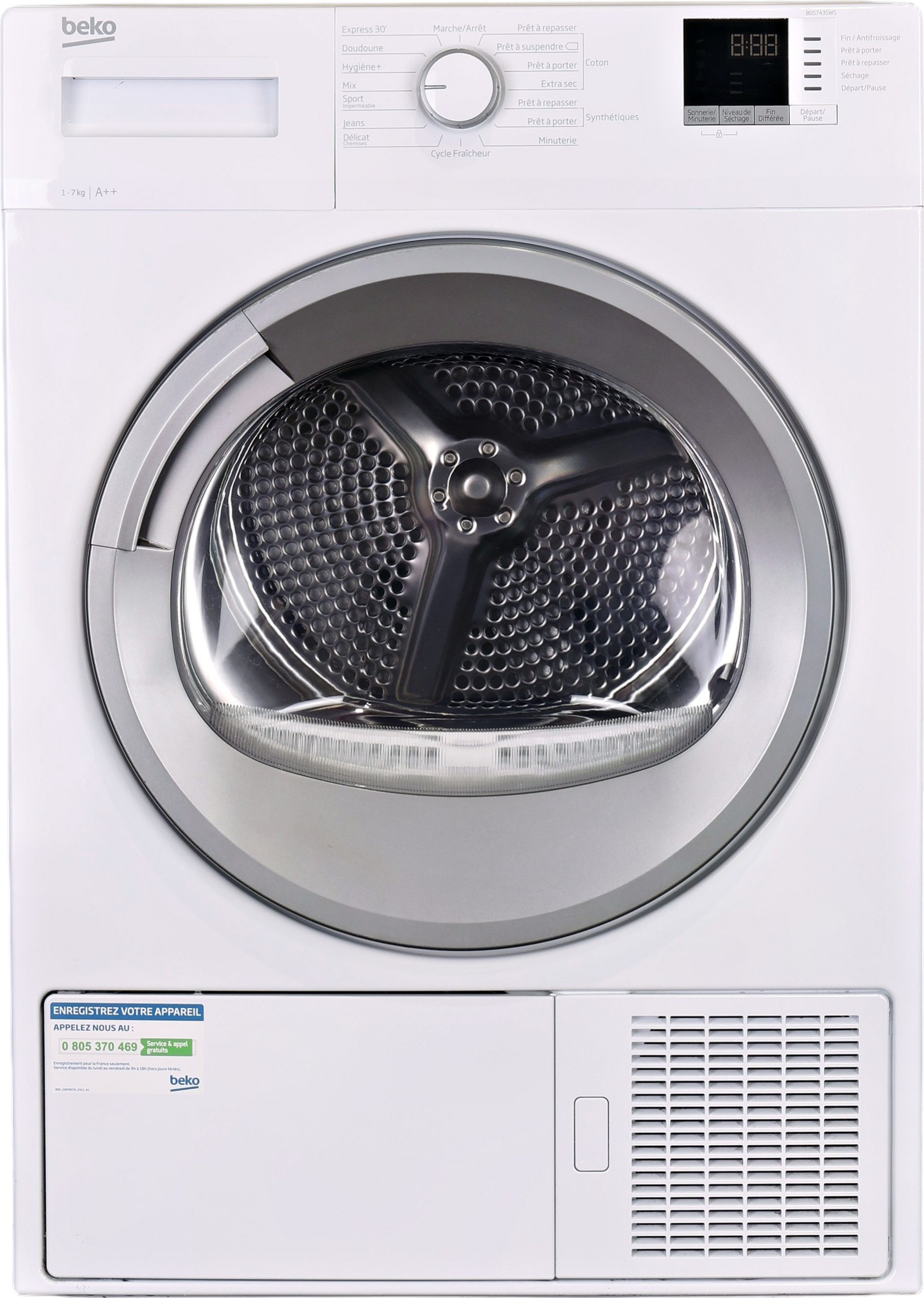 Seche-linge Pompe à Chaleur 7 kg Reconditionné BEKO BDS7435WS