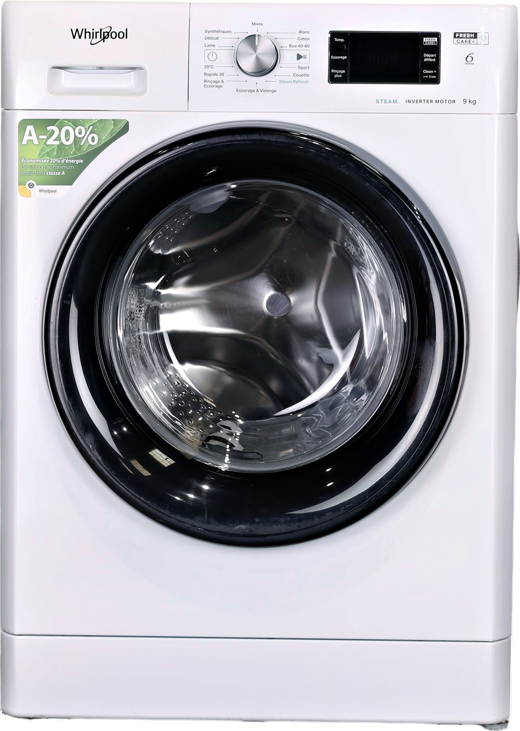 Lave-linge Hublot 9 kg Reconditionné WHIRLPOOL FFBP9469BVFR