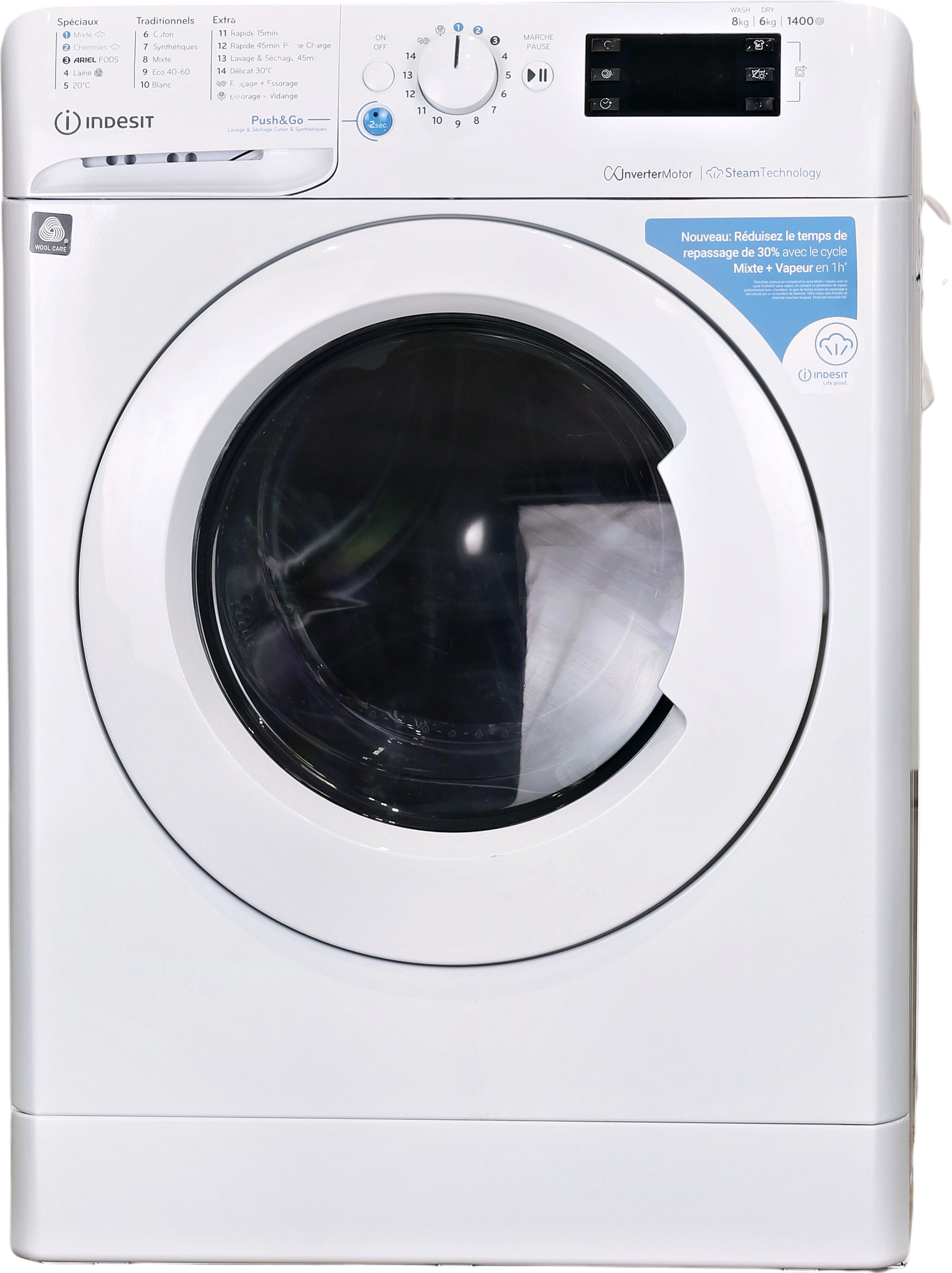 Lave-linge Sechant 8 kg Reconditionné INDESIT BDE86435WVFR