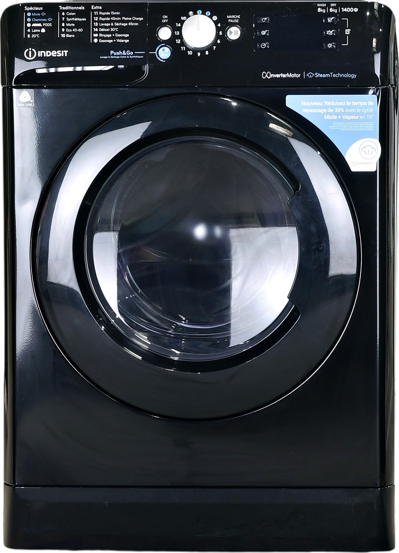 Lave-linge Sechant 8 kg Reconditionné INDESIT BDE86435BKVFR