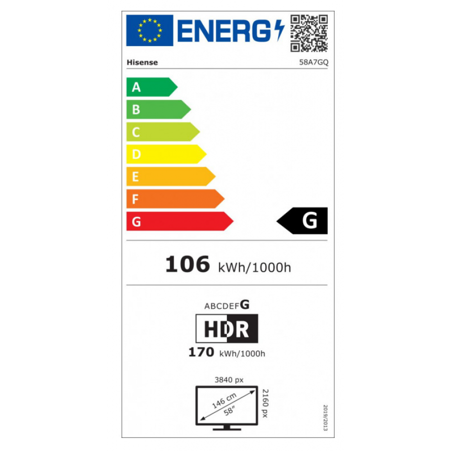 Téléviseur LED 57 pouces Reconditionné HISENSE 58A7GQ