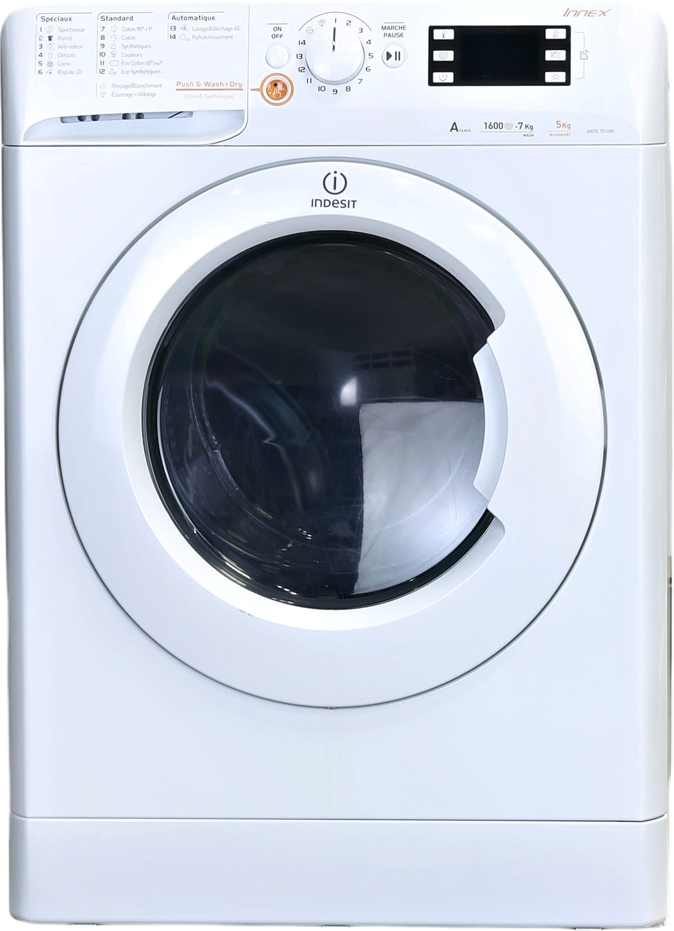 Lave-linge Sechant 7 kg Reconditionné INDESIT XWDE751680XWFR