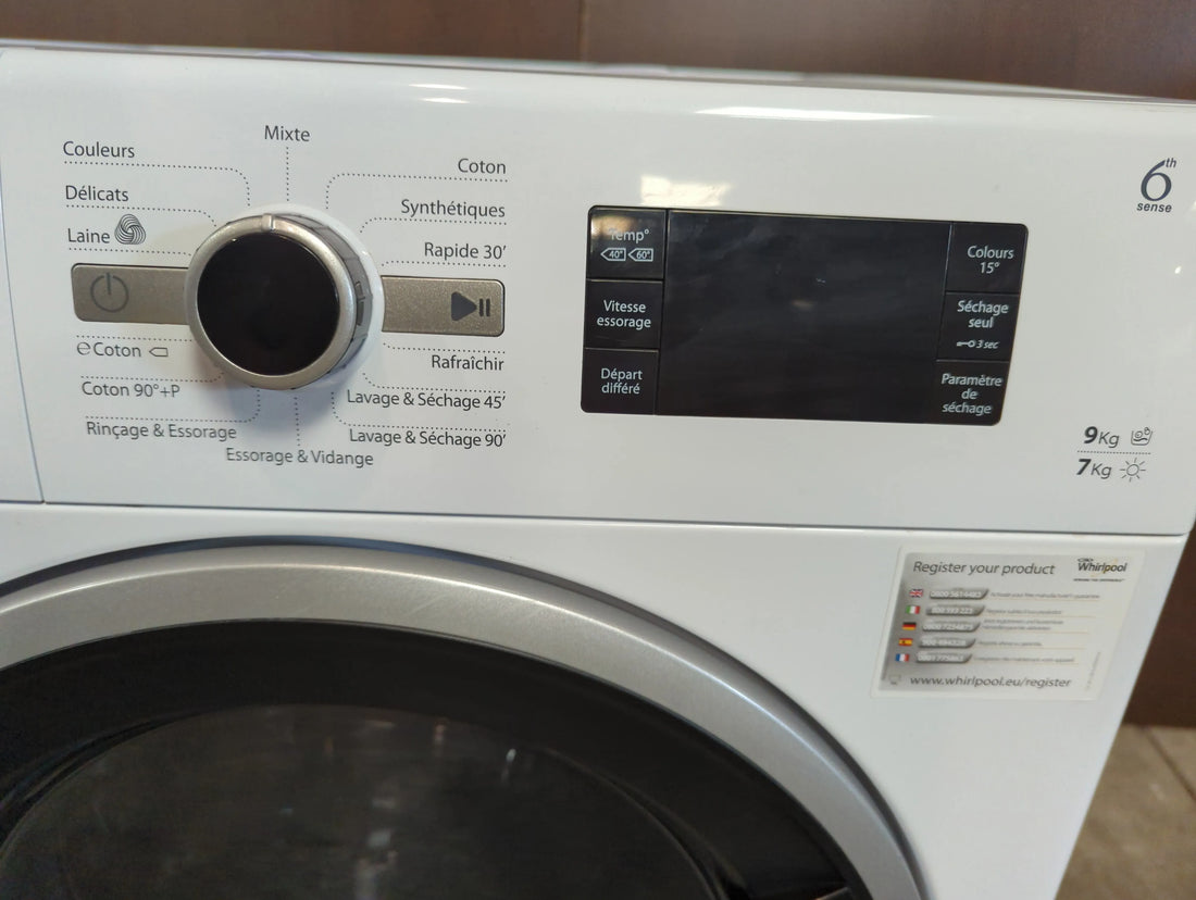 Lave-Linge Sechant 9 kg Reconditionné WHIRLPOOL WWDC9716 : vue du côté droit