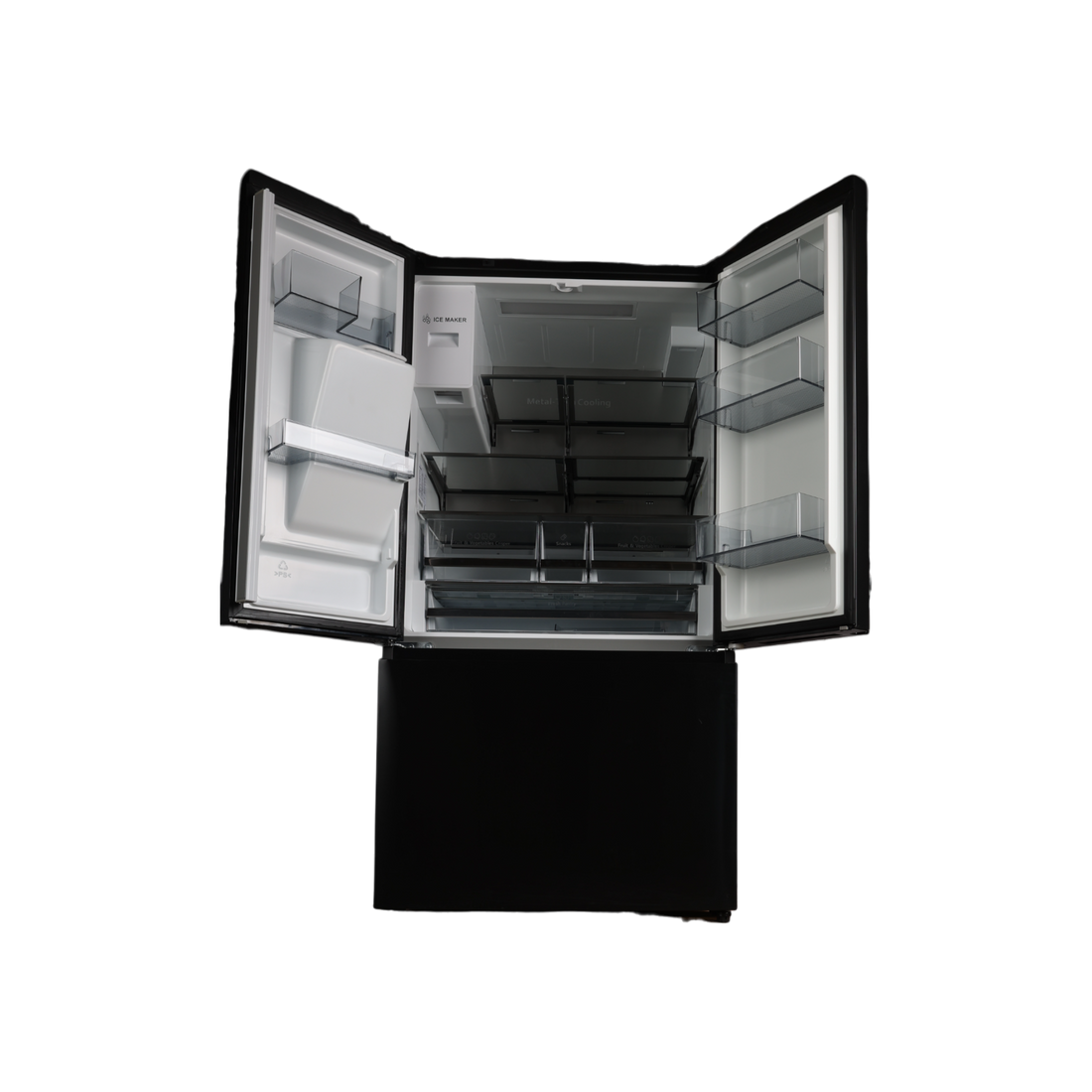 Réfrigérateur Multi-Portes 612 L Reconditionné HISENSE RF793N4SAFE : vue de l'intérieur