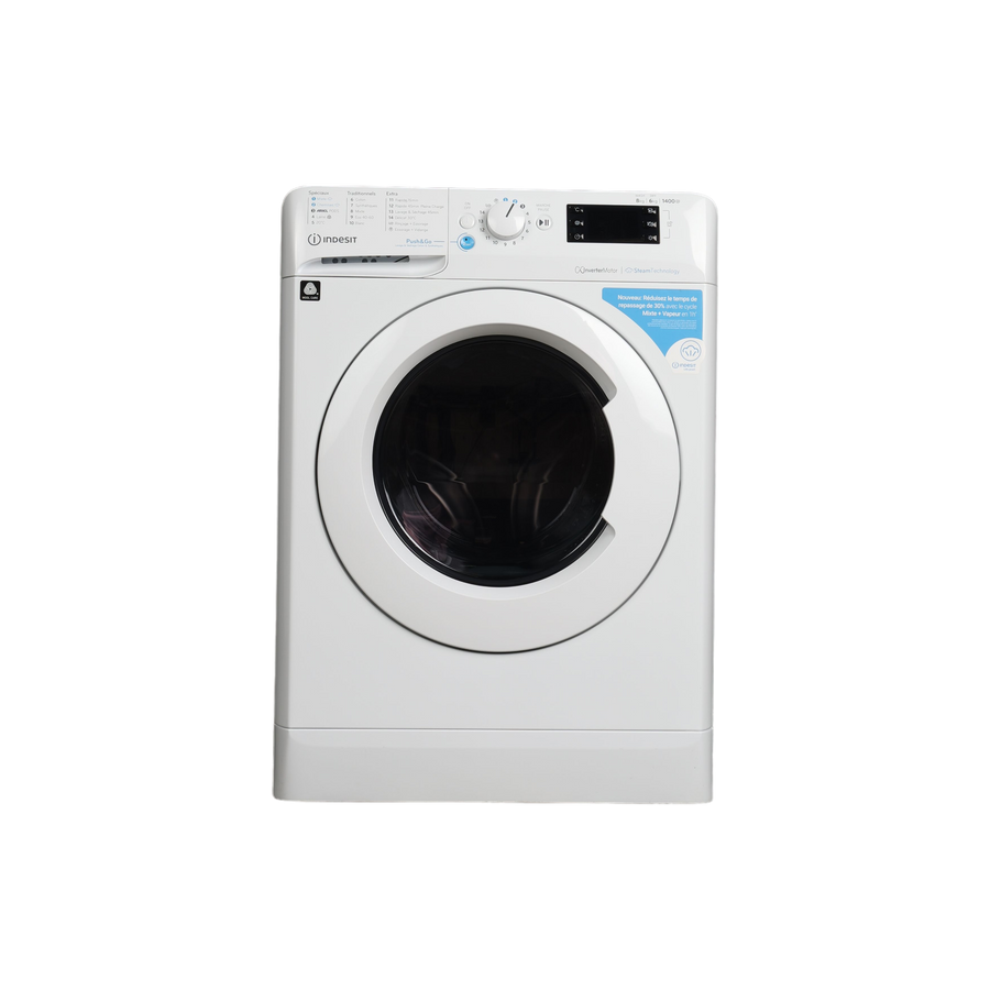 Lave-Linge Sechant 8 kg Reconditionné INDESIT BDE86435WVFR : vue de face