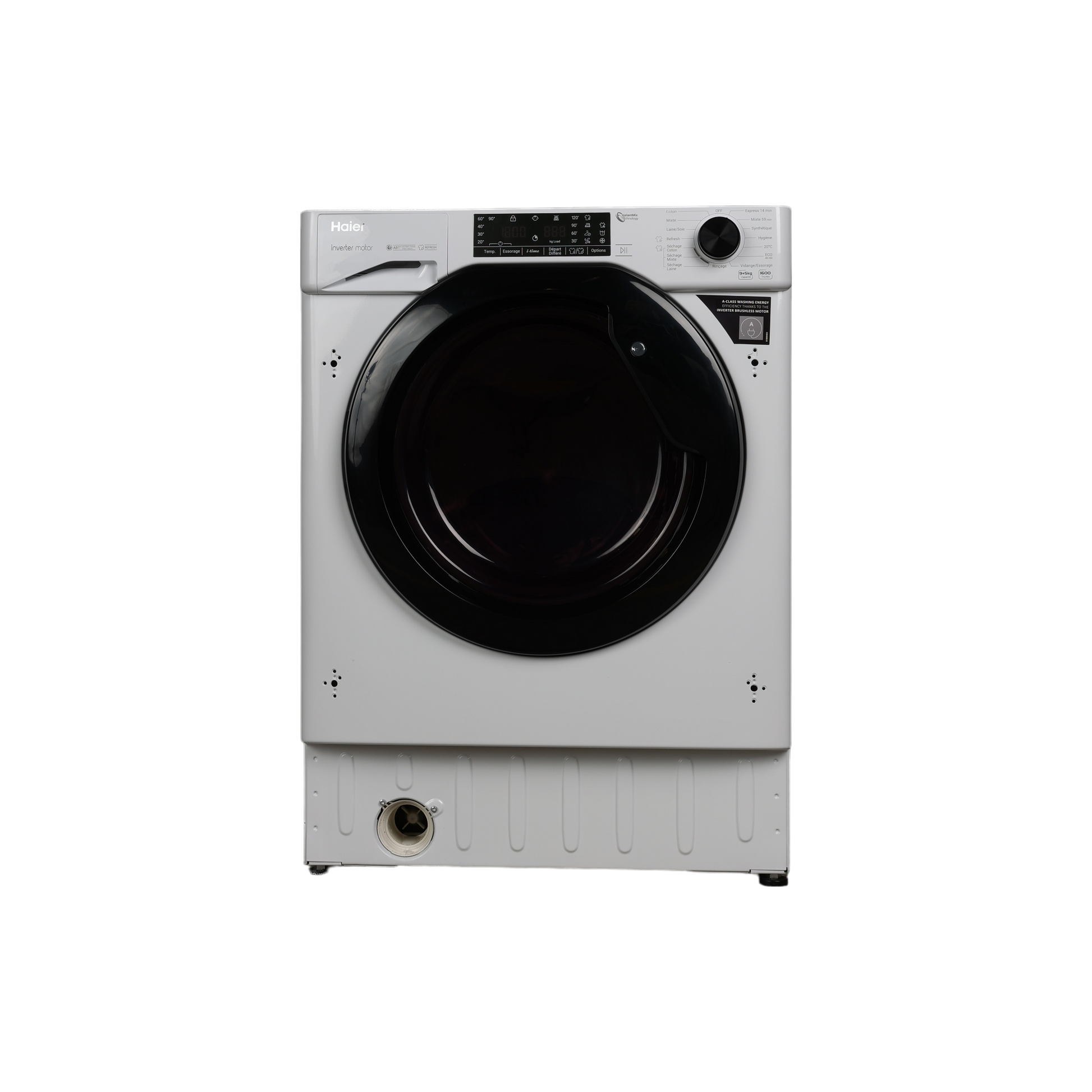 Lave-Linge Sechant 9 kg Reconditionné HAIER HWD90B416FWB-FR : vue de face