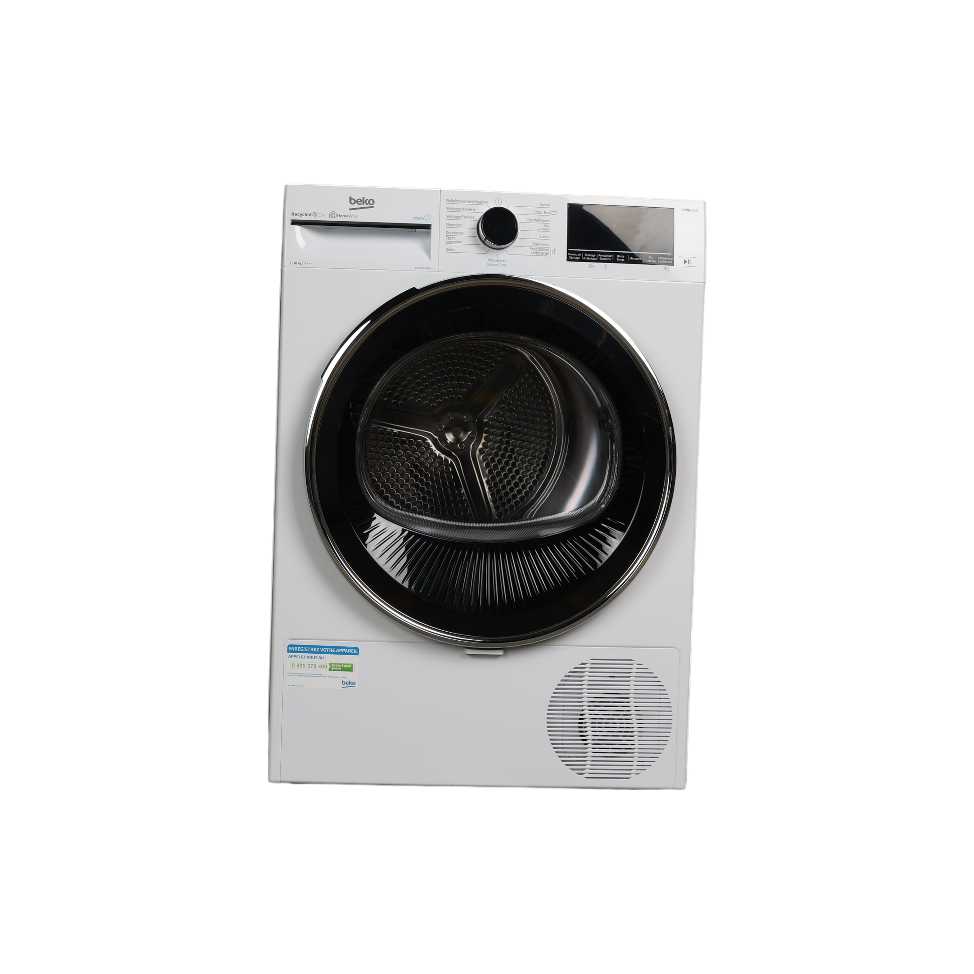 Seche-Linge Pompe À Chaleur 10 kg Reconditionné BEKO B5T4102409W : vue de face