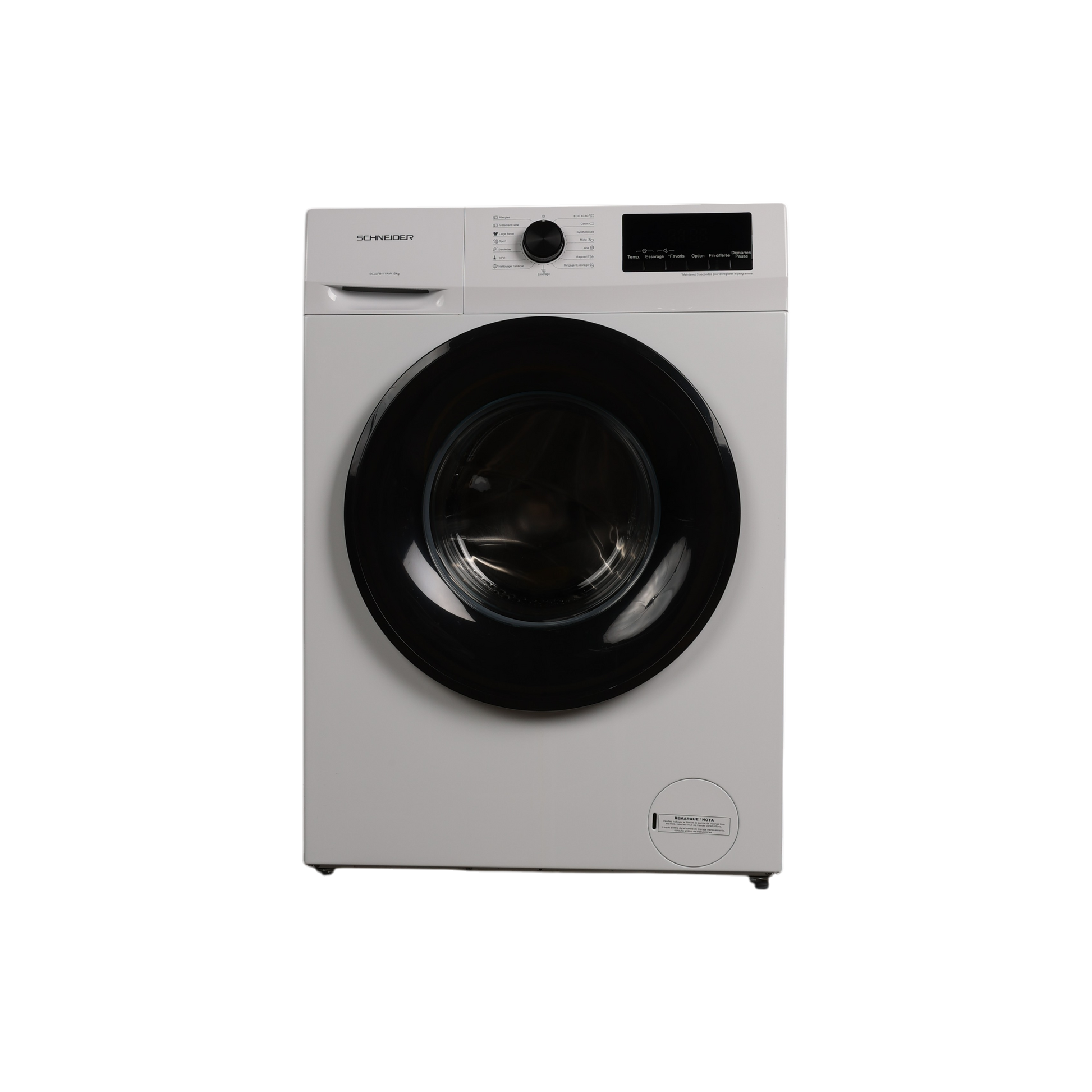 Lave-Linge Hublot 8 kg Reconditionné SCHNEIDER SCLLF814VAW : vue de face