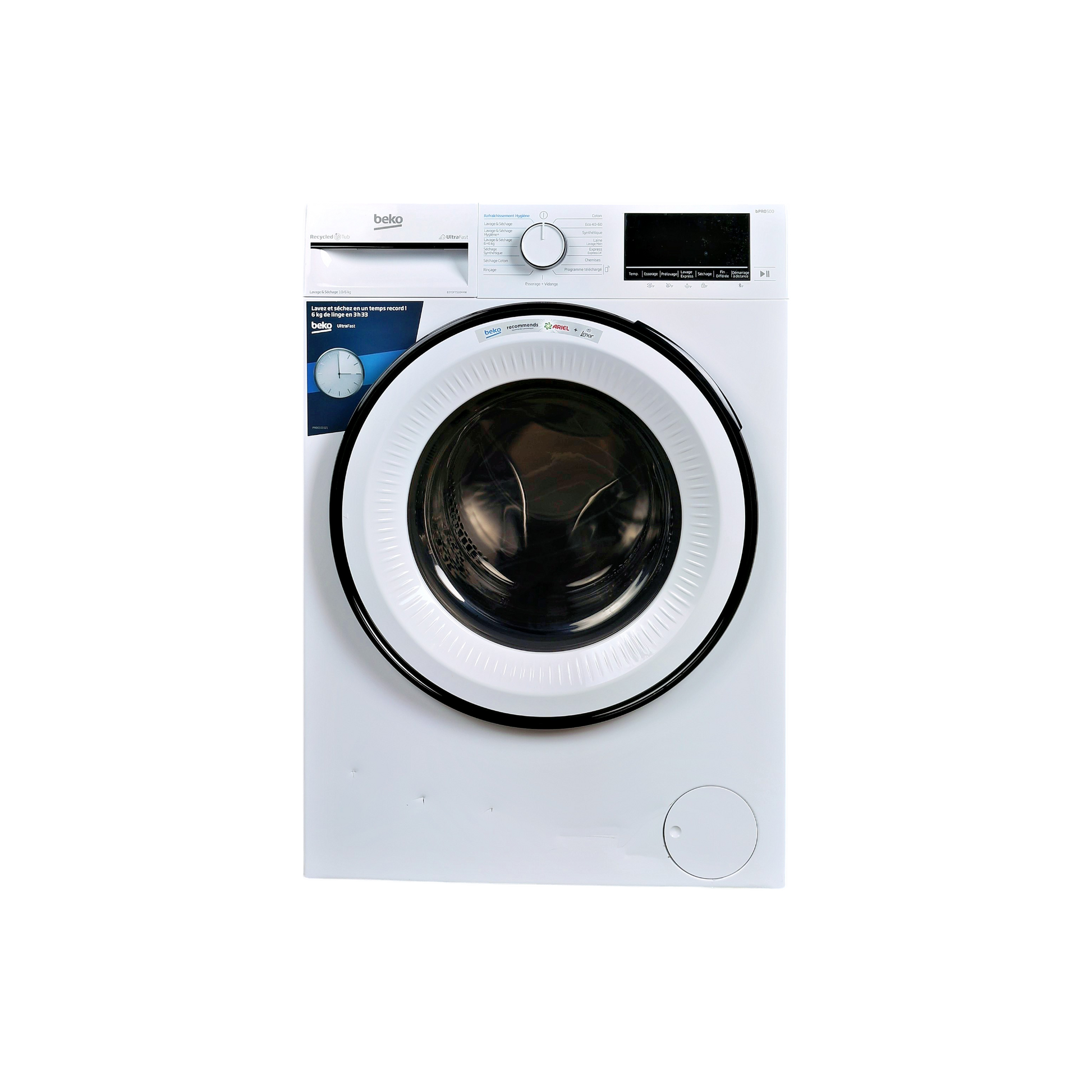 Lave-Linge Sechant 10 kg Reconditionné BEKO B3YDFT51044W : vue de face