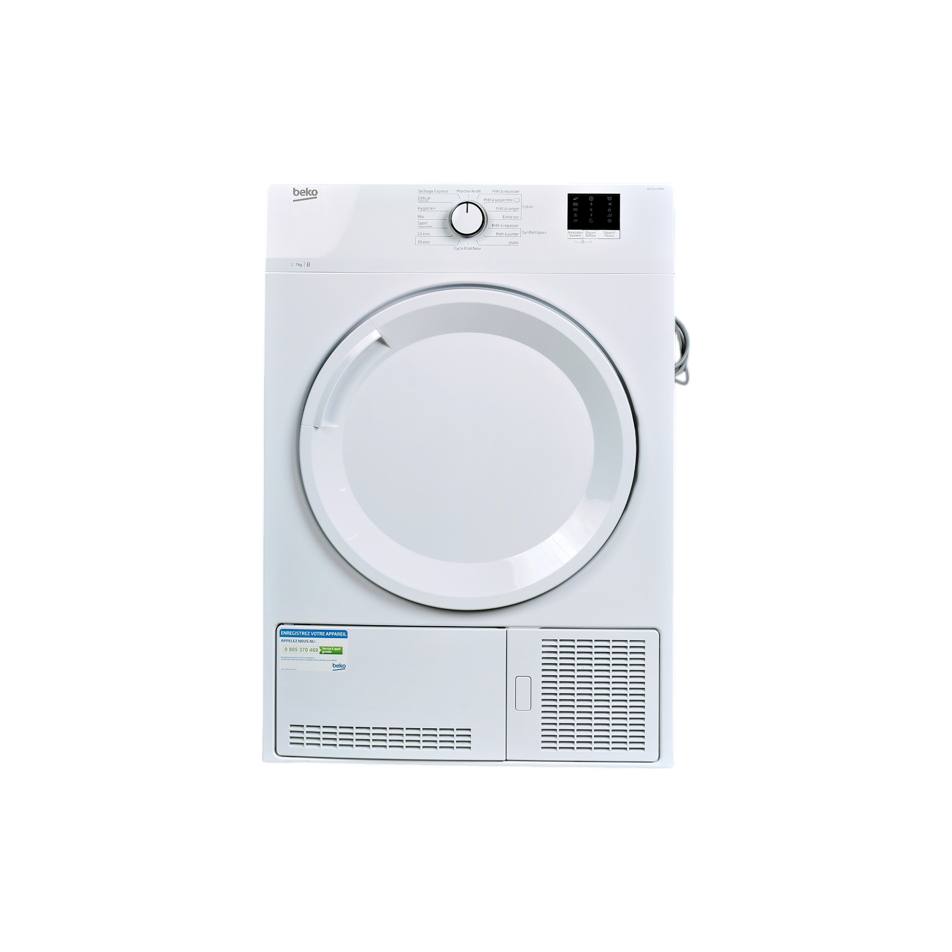 Seche-Linge Condensation 7 kg Reconditionné BEKO DB7111PA0W : vue de face