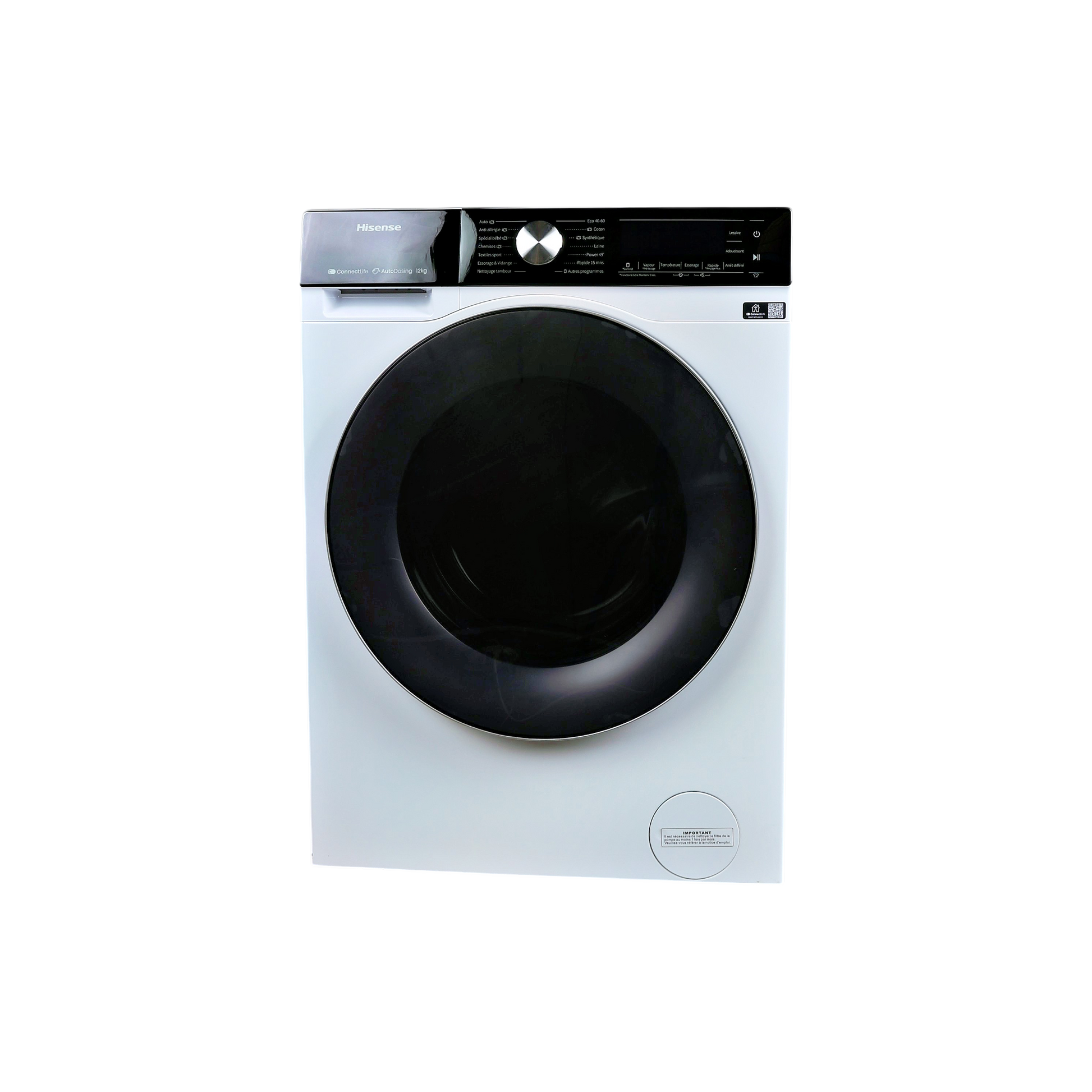 Lave-Linge Hublot 12 kg Reconditionné HISENSE WF5S1245BW : vue de face