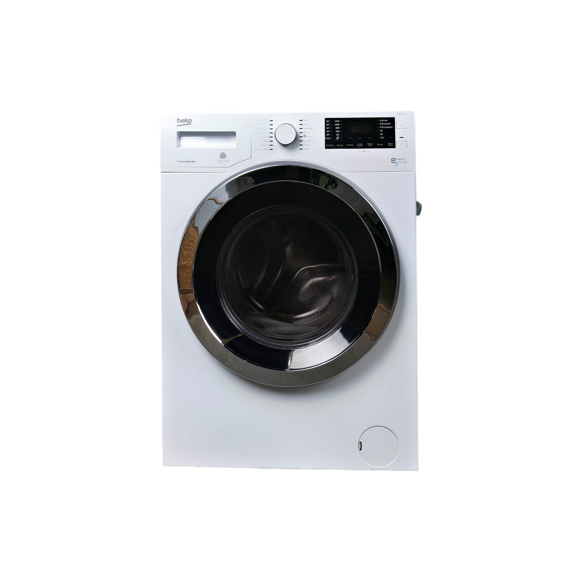 Lave-Linge Sechant 8 kg Reconditionné BEKO WDW85143 : vue de face