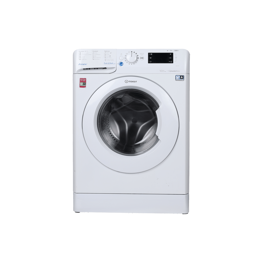 Lave-Linge Hublot 9 kg Reconditionné INDESIT BWE 91283X W FR : vue de face