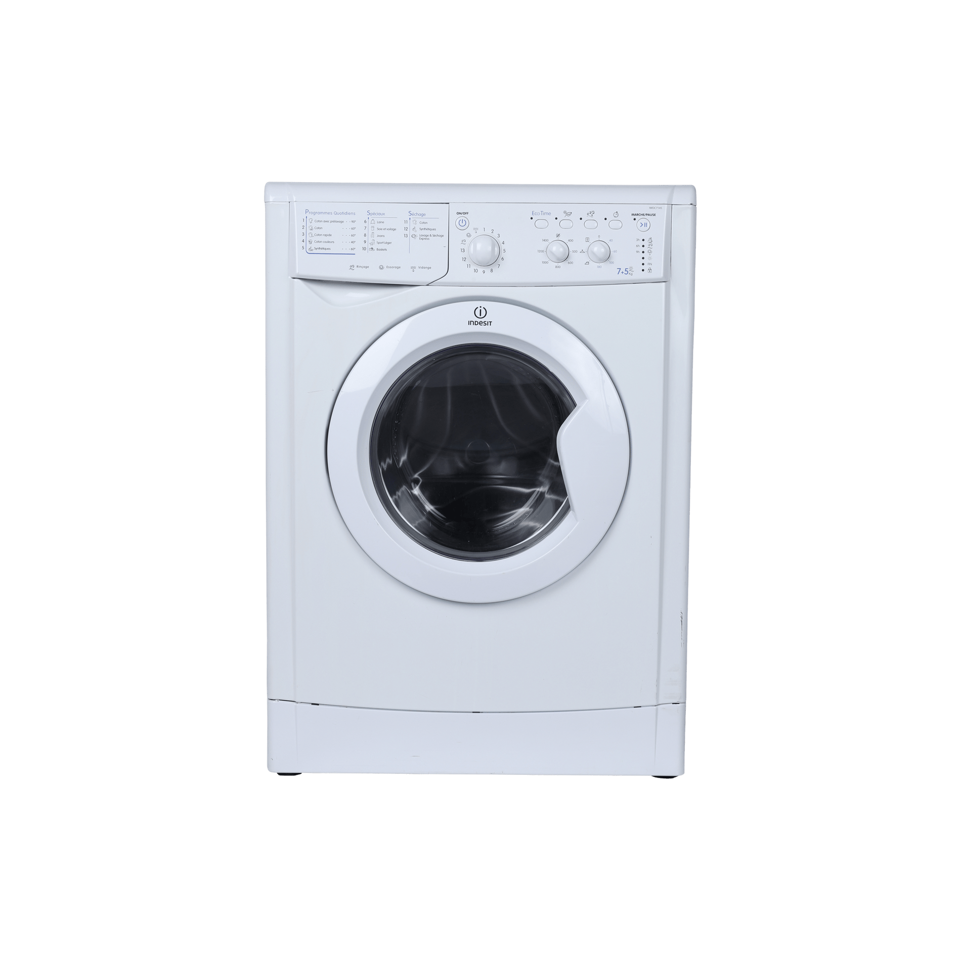 Lave-Linge Sechant 7 kg Reconditionné INDESIT IWDC-7145-FR : vue de face