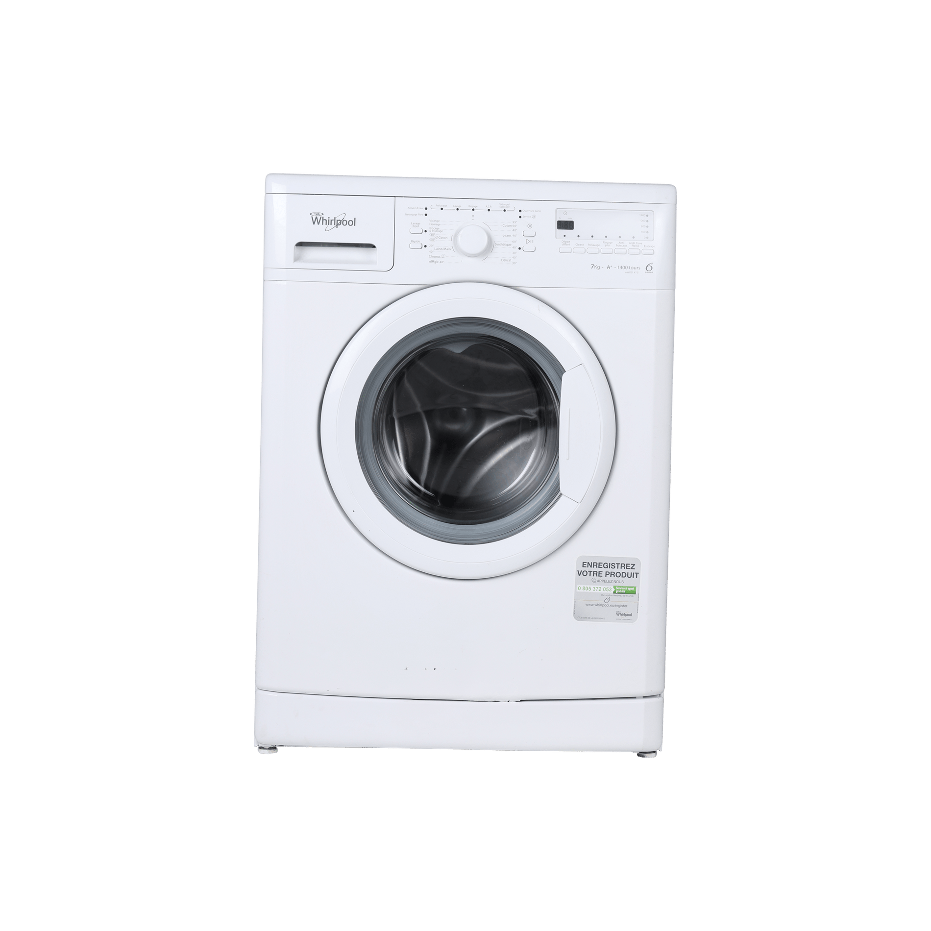 Lave-Linge Hublot 7 kg Reconditionné WHIRLPOOL AWOD 4721 : vue de face