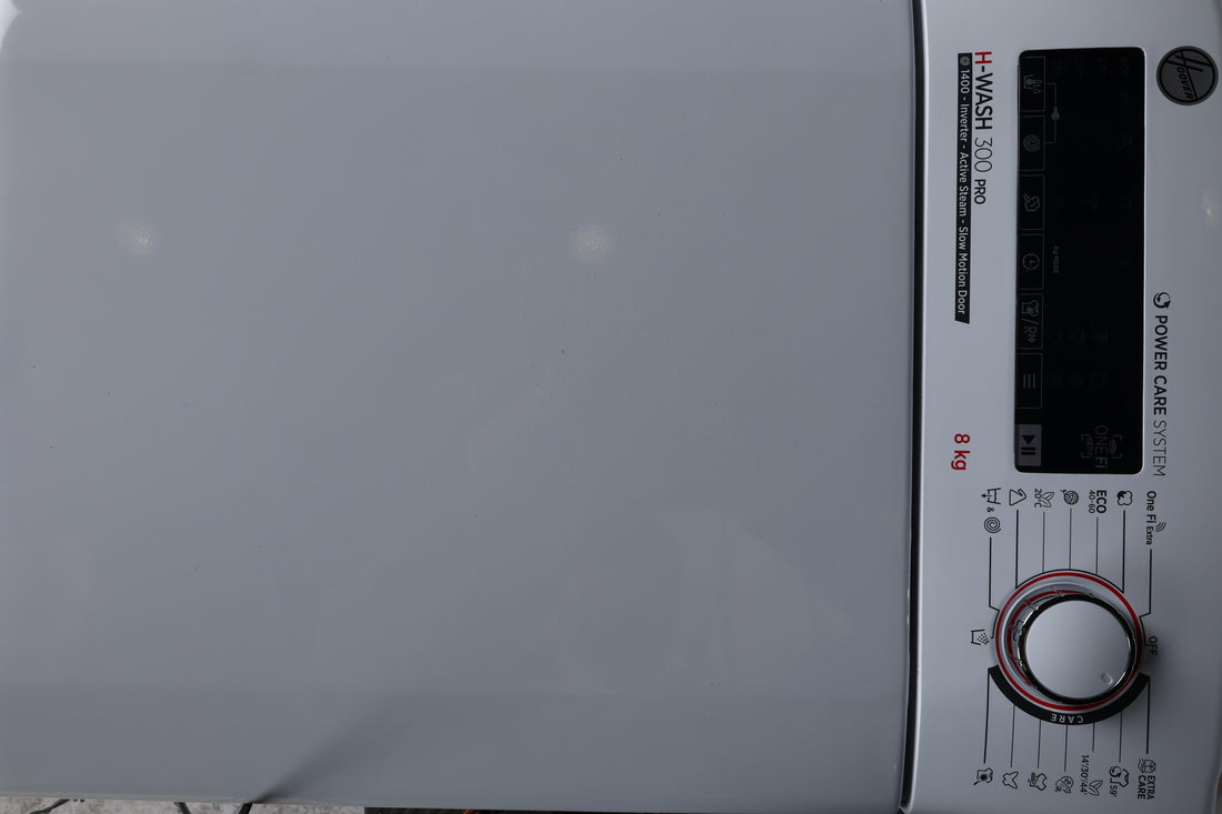 Lave-Linge Top 8 kg Reconditionné HOOVER H3TFSMP48TAMCE-S : vue du haut ouverture et commandes