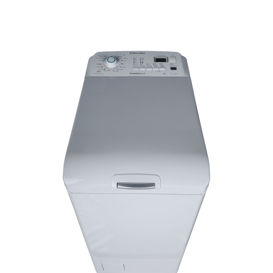 Lave-Linge Top 6 kg Reconditionné ELECTROLUX EWT126450W : vue du haut ouverture et commandes