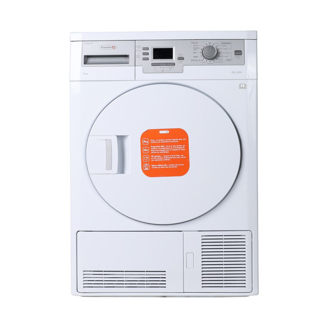 Seche-Linge Condensation 7 kg Reconditionné ESSENTIEL B ESLC8D2 : vue de face