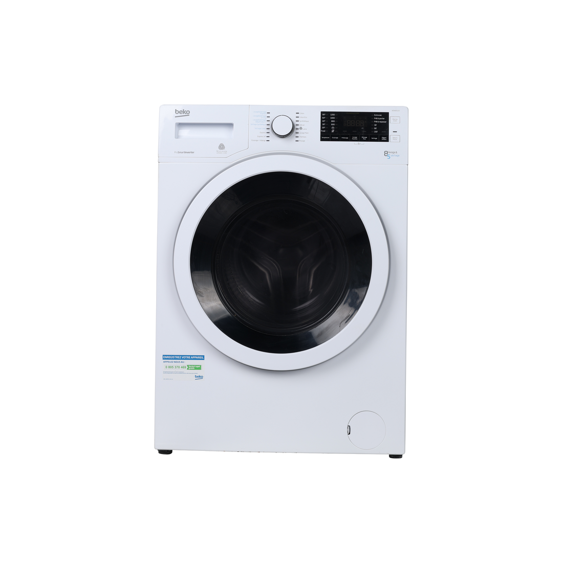 Lave-Linge Sechant 8 kg Reconditionné BEKO WDW85120 : vue de face