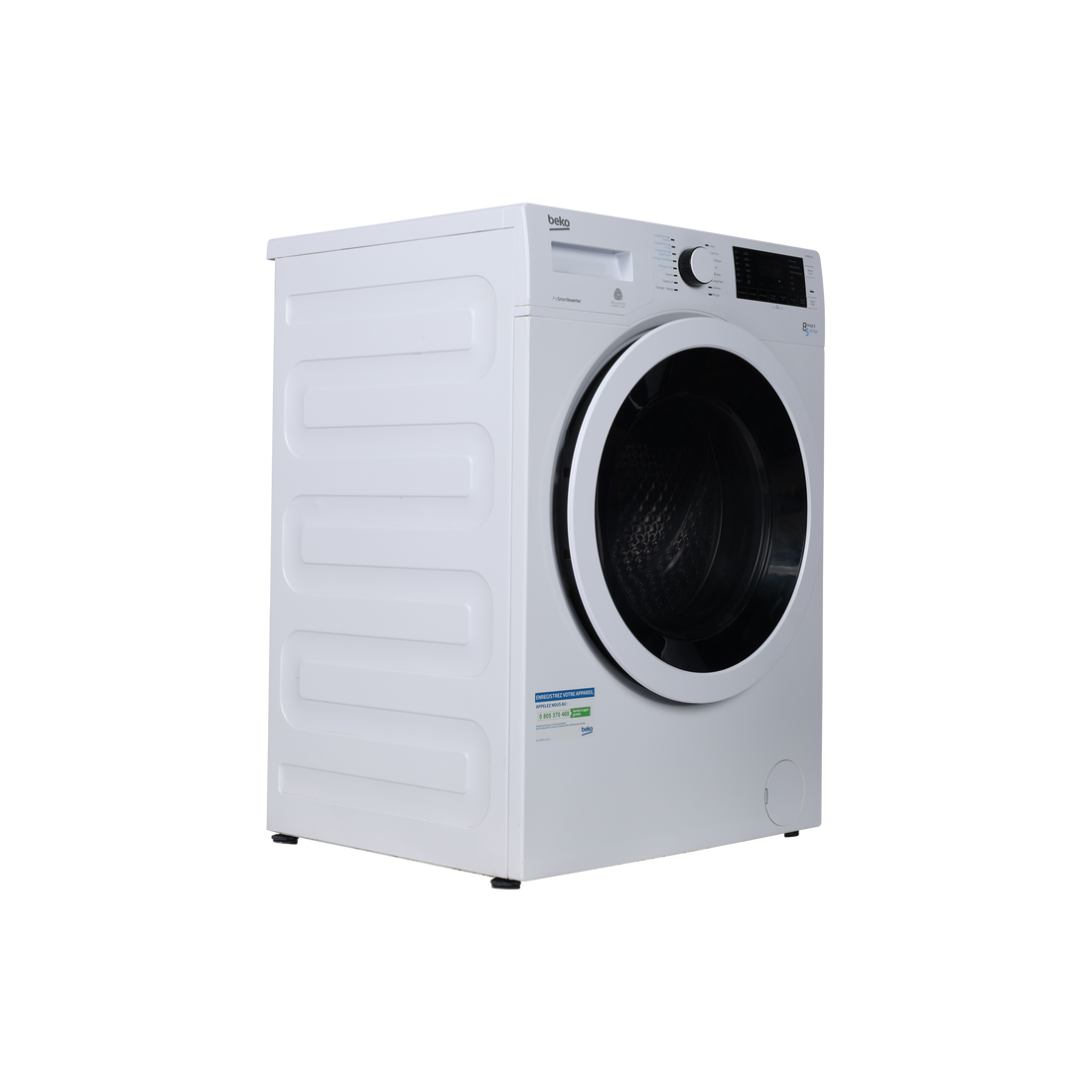 Lave-Linge Sechant 8 kg Reconditionné BEKO WDW85120 : vue du côté gauche