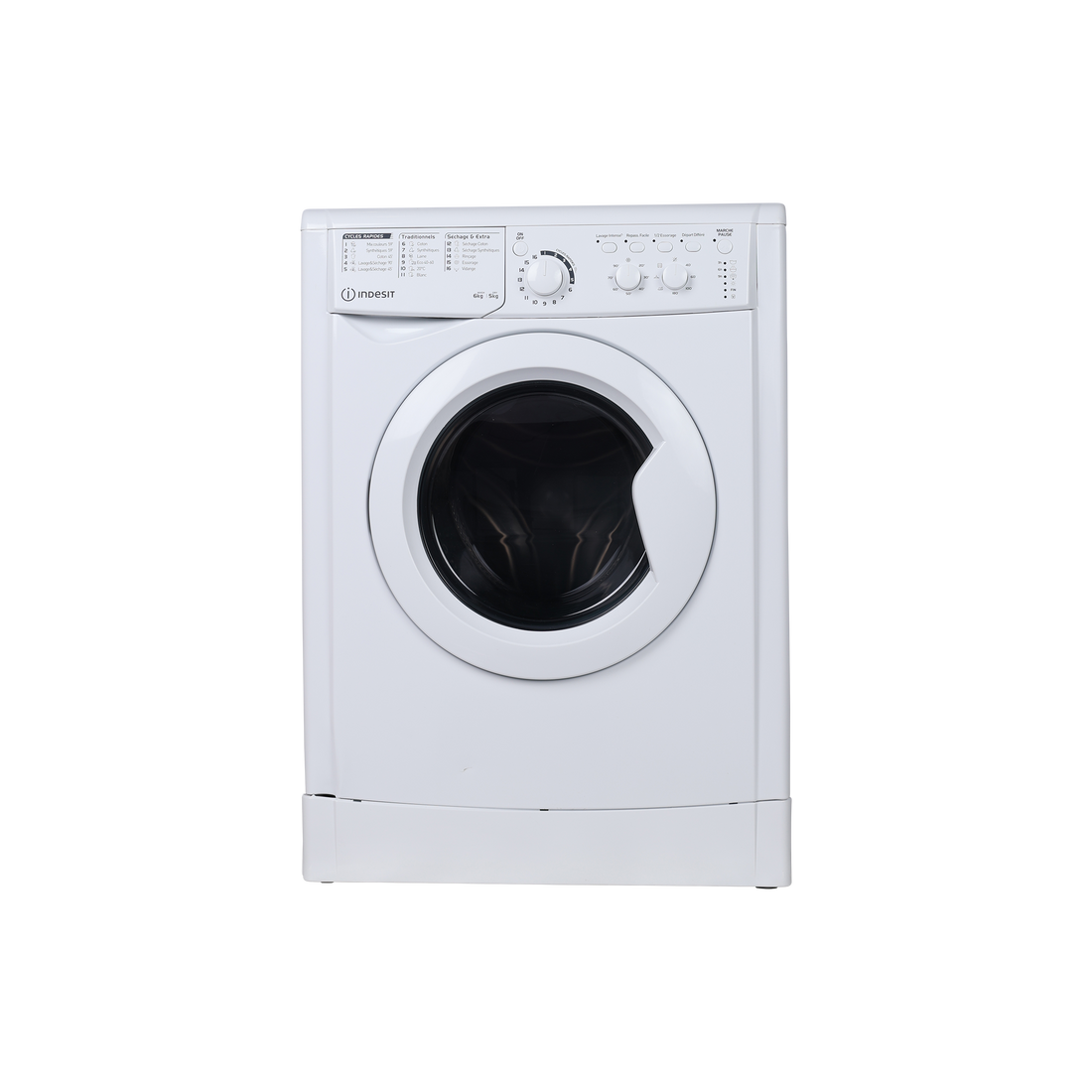 Lave-Linge Sechant 6 kg Reconditionné INDESIT EWDC651251WFRN : vue de face