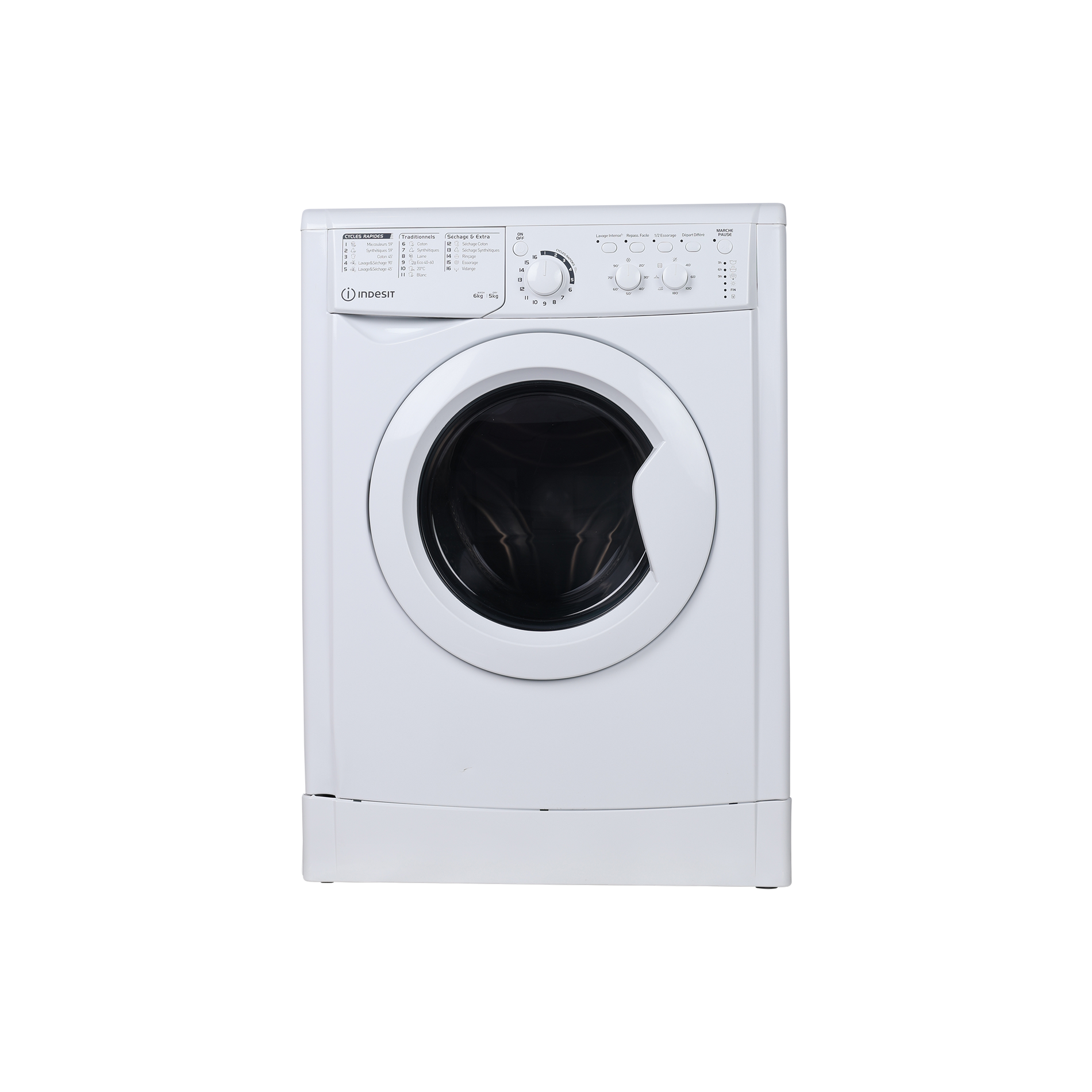 Lave-Linge Sechant 6 kg Reconditionné INDESIT EWDC651251WFRN : vue de face