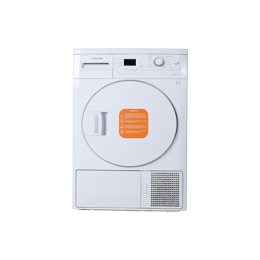 Seche-Linge Pompe À Chaleur 8 kg Reconditionné ESSENTIEL B ESL HP8D3 : vue de face