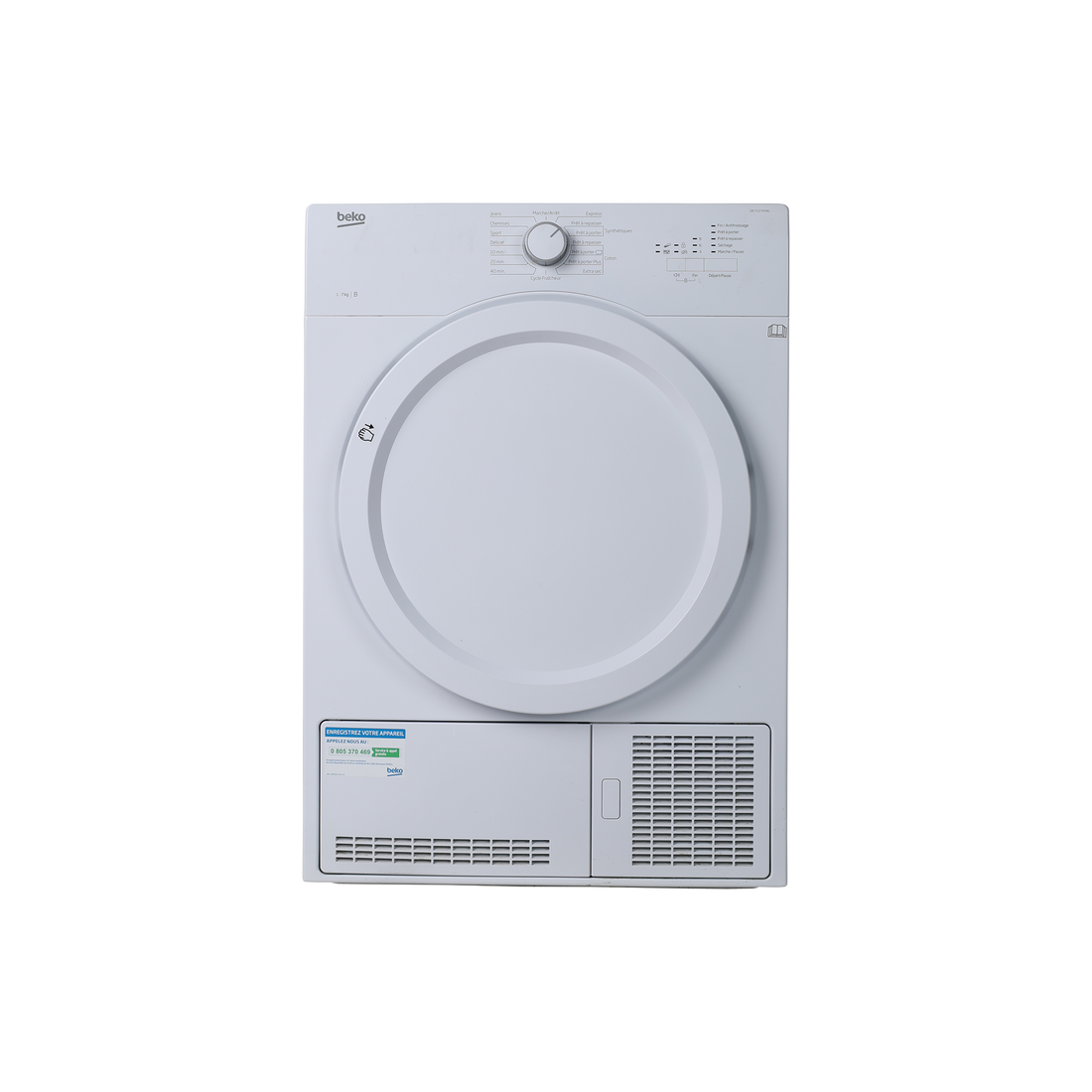 Seche-Linge Condensation 7 kg Reconditionné BEKO DB7131PA0W : vue de face