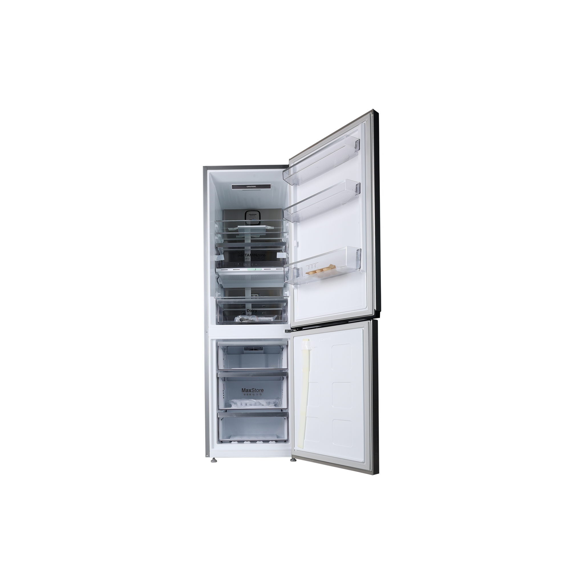 Réfrigérateur Avec Congélateur 215 L Reconditionné GRUNDIG GKPN66840LXPW : vue de l'intérieur
