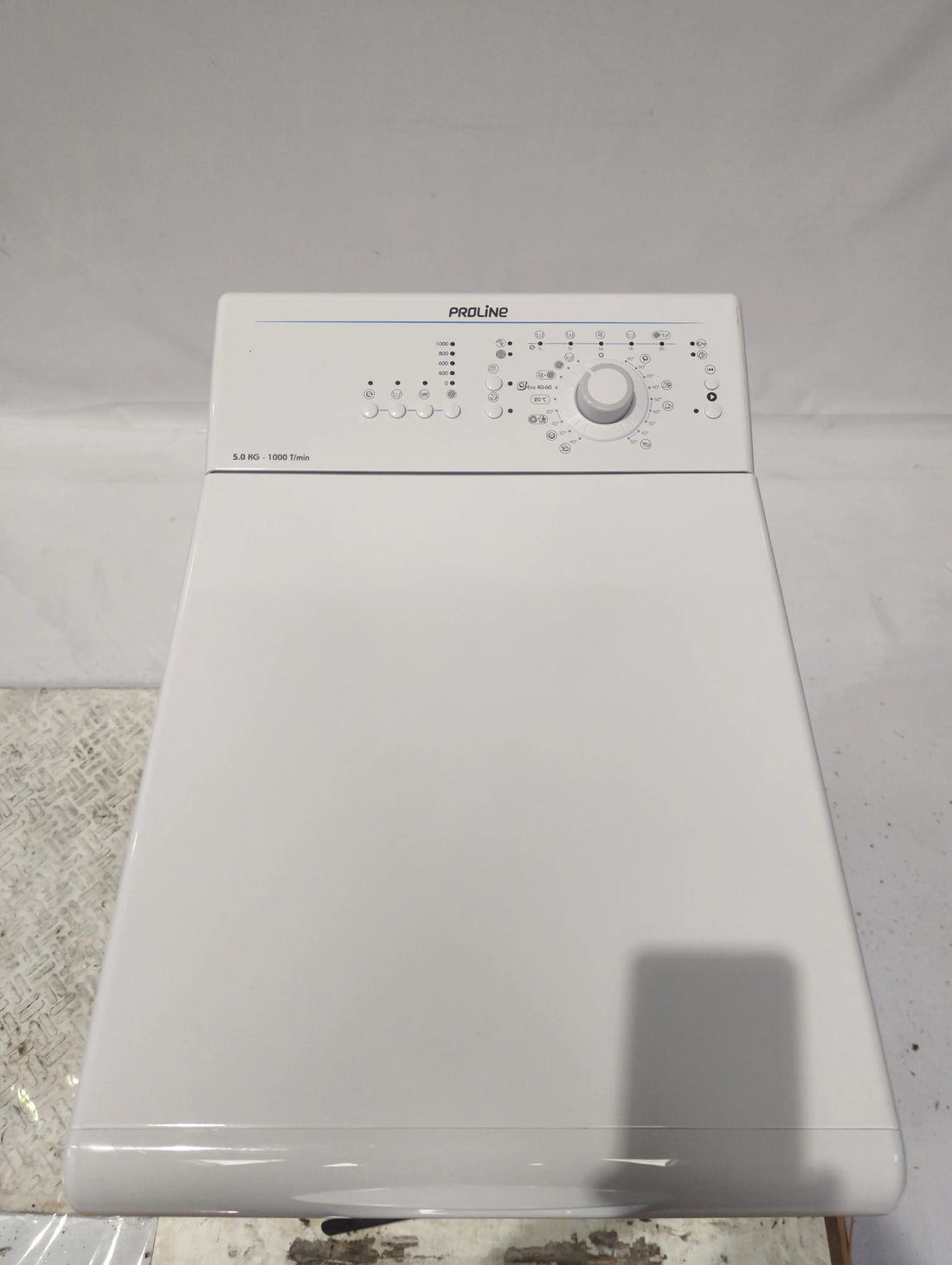 Lave-Linge Top 5 kg Reconditionné PROLINE PTL5100/N : vue du haut ouverture et commandes