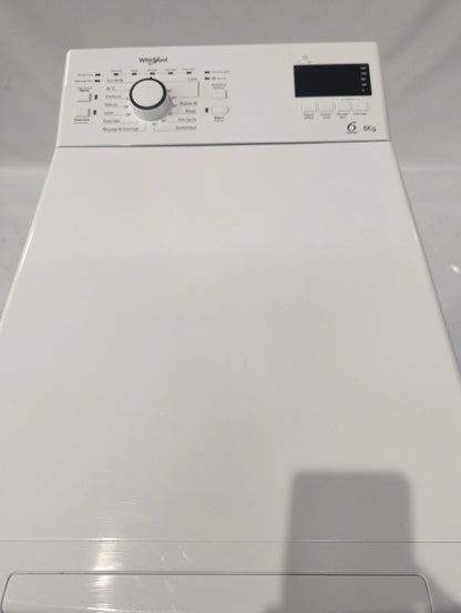 Lave-Linge Top 6 kg Reconditionné WHIRLPOOL TDLR6248FR/N : vue du haut ouverture et commandes