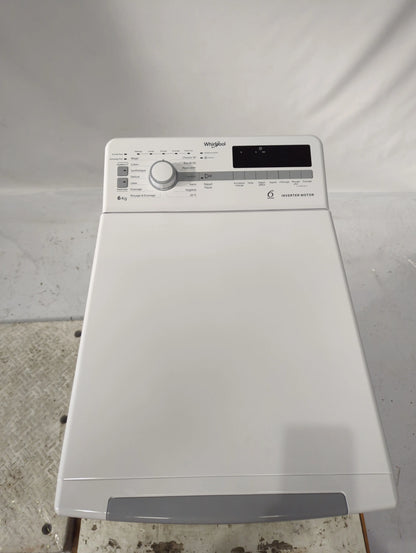 Lave-Linge Top 6 kg Reconditionné WHIRLPOOL TDLR6251BFR : vue du haut ouverture et commandes
