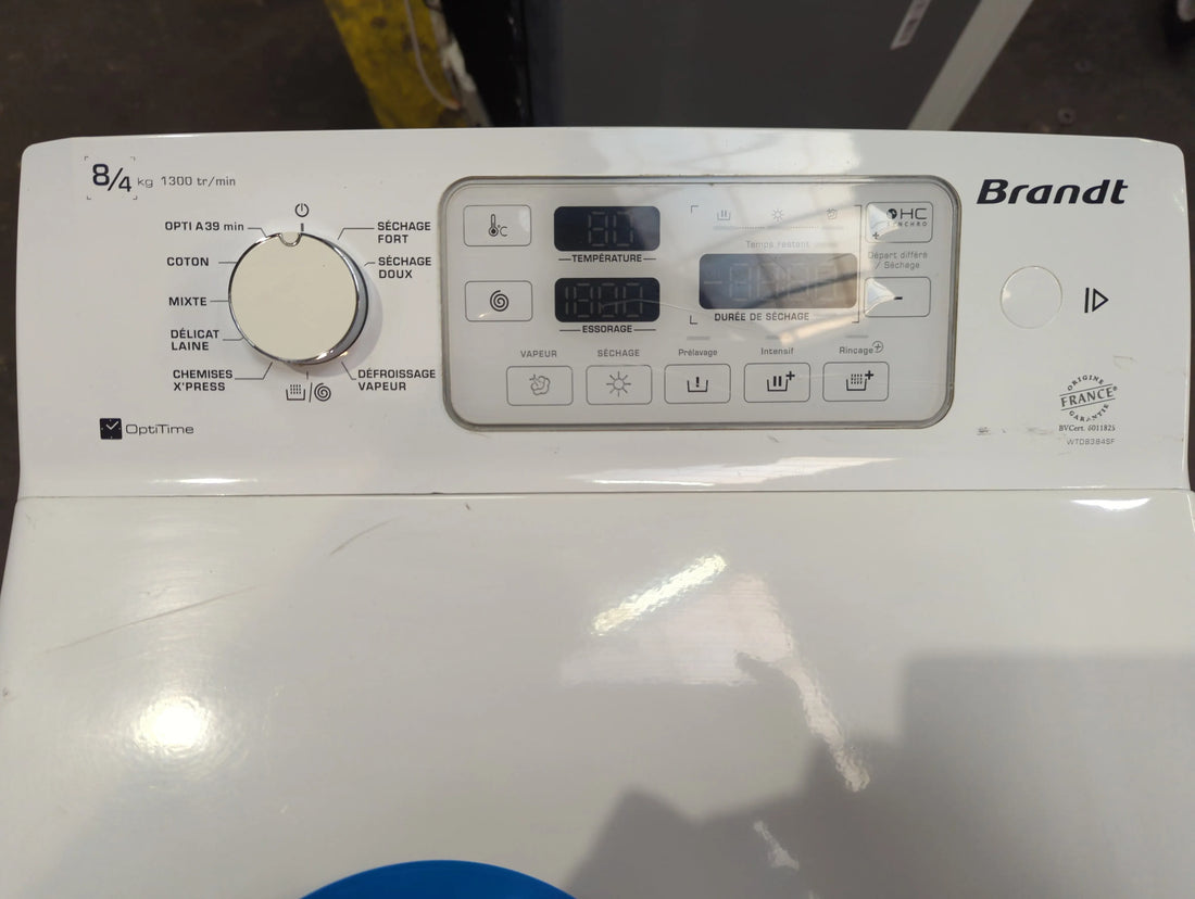 Lave-Linge Sechant 8 kg Reconditionné BRANDT WTD8384SF
