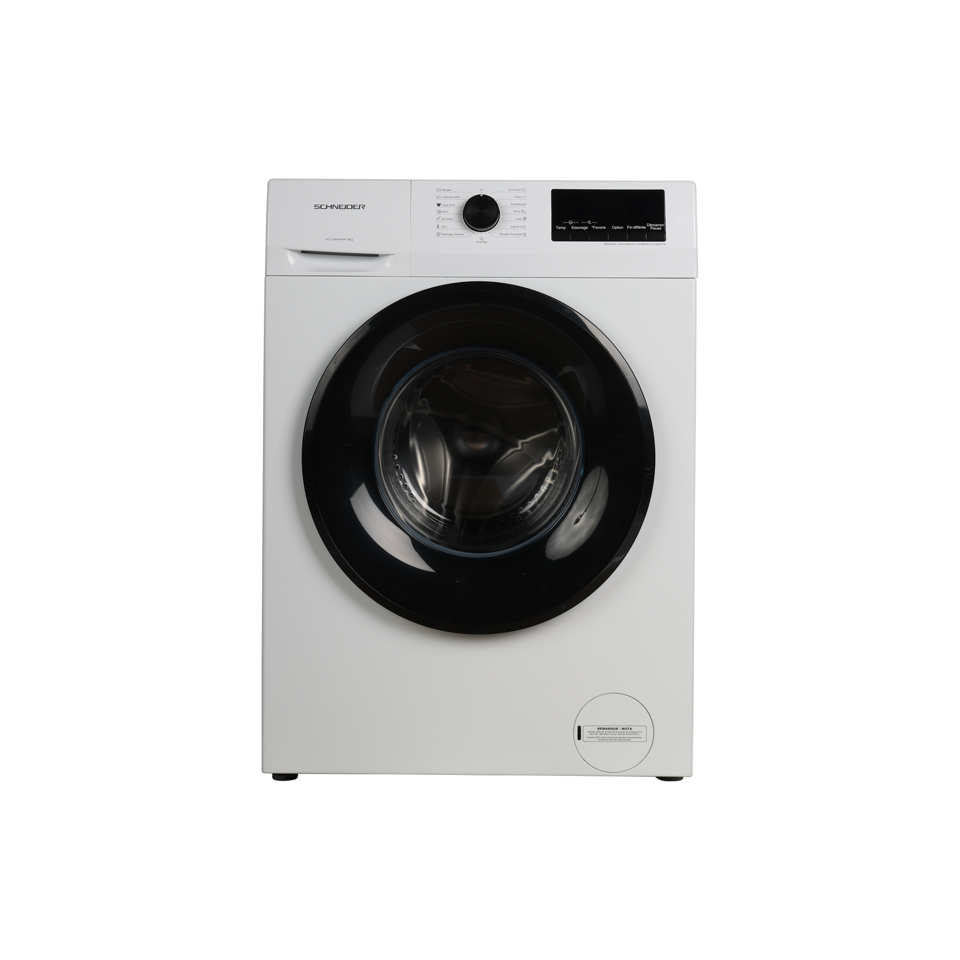 Lave-Linge Hublot 8 kg Reconditionné SCHNEIDER SCLLF814VAW : vue de face