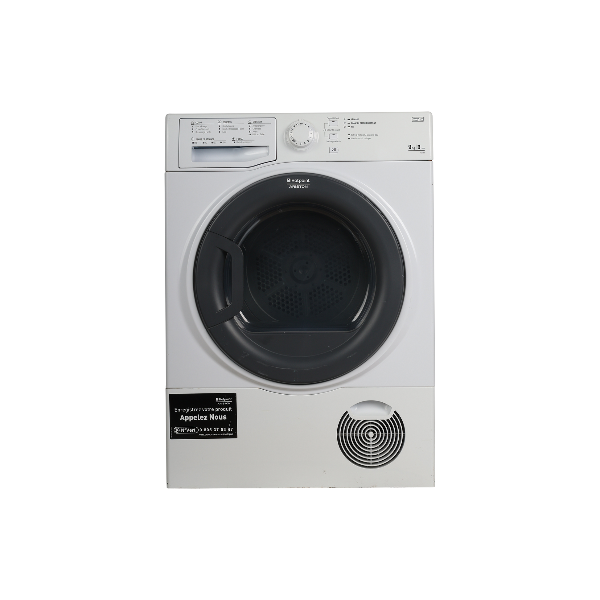Seche-Linge Condensation 9 kg Reconditionné HOTPOINT TCS 93 BGH FR : vue de face