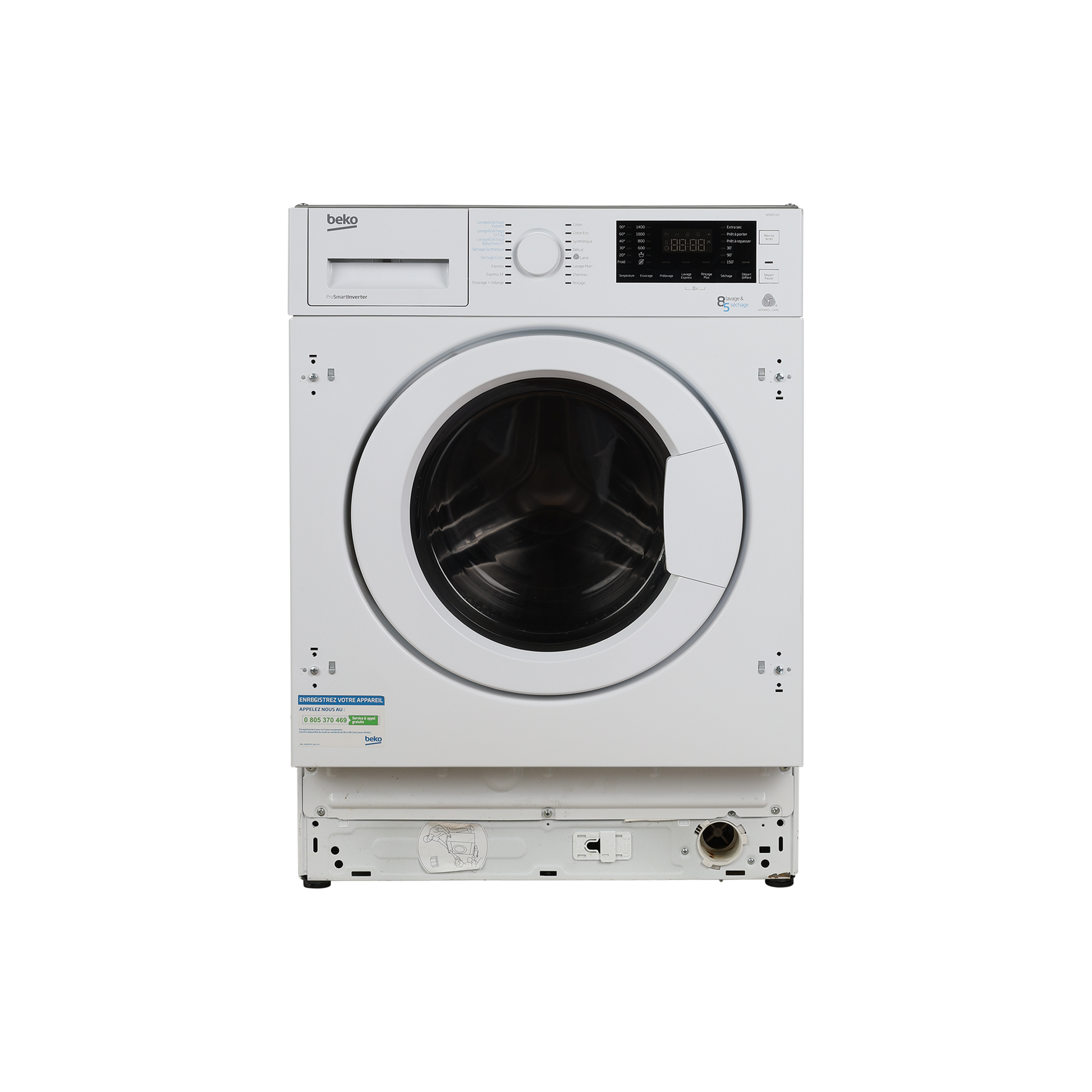Lave-Linge Sechant 8 kg Reconditionné BEKO WDI85143 : vue de face