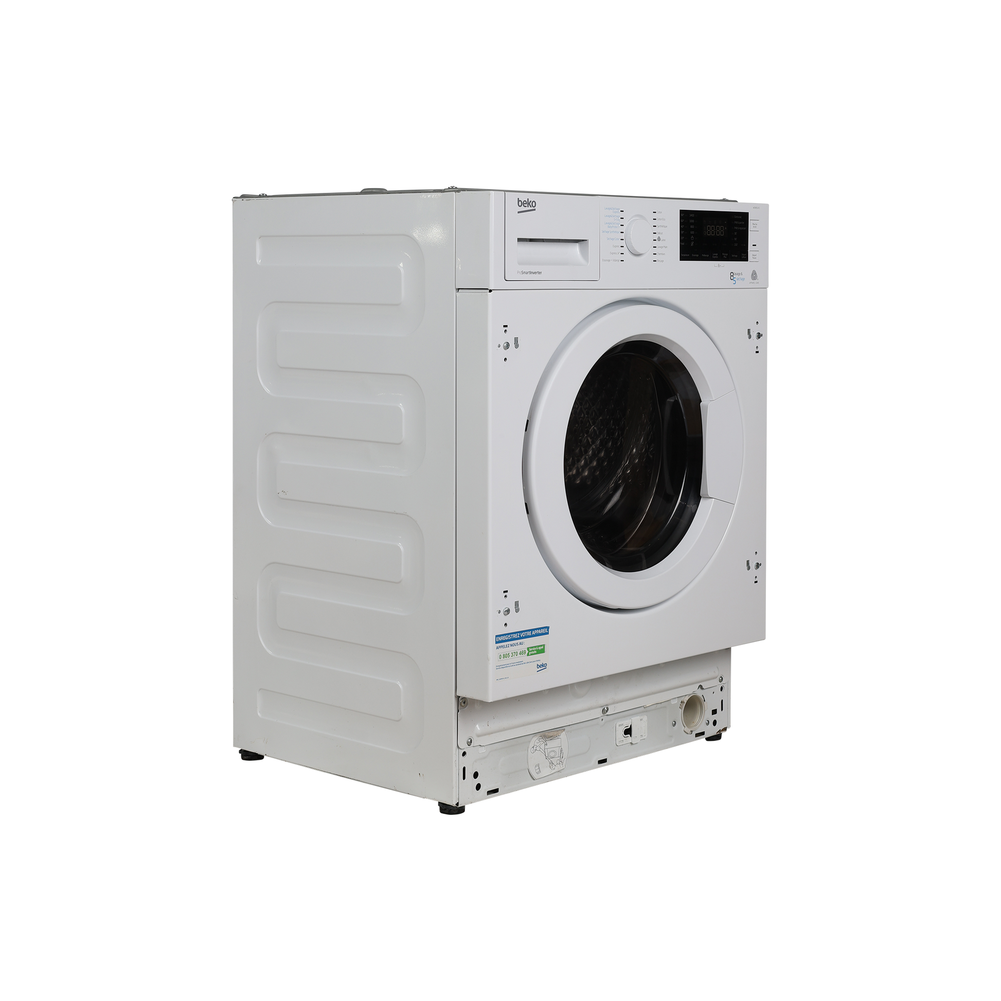 Lave-Linge Sechant 8 kg Reconditionné BEKO WDI85143 : vue du côté droit