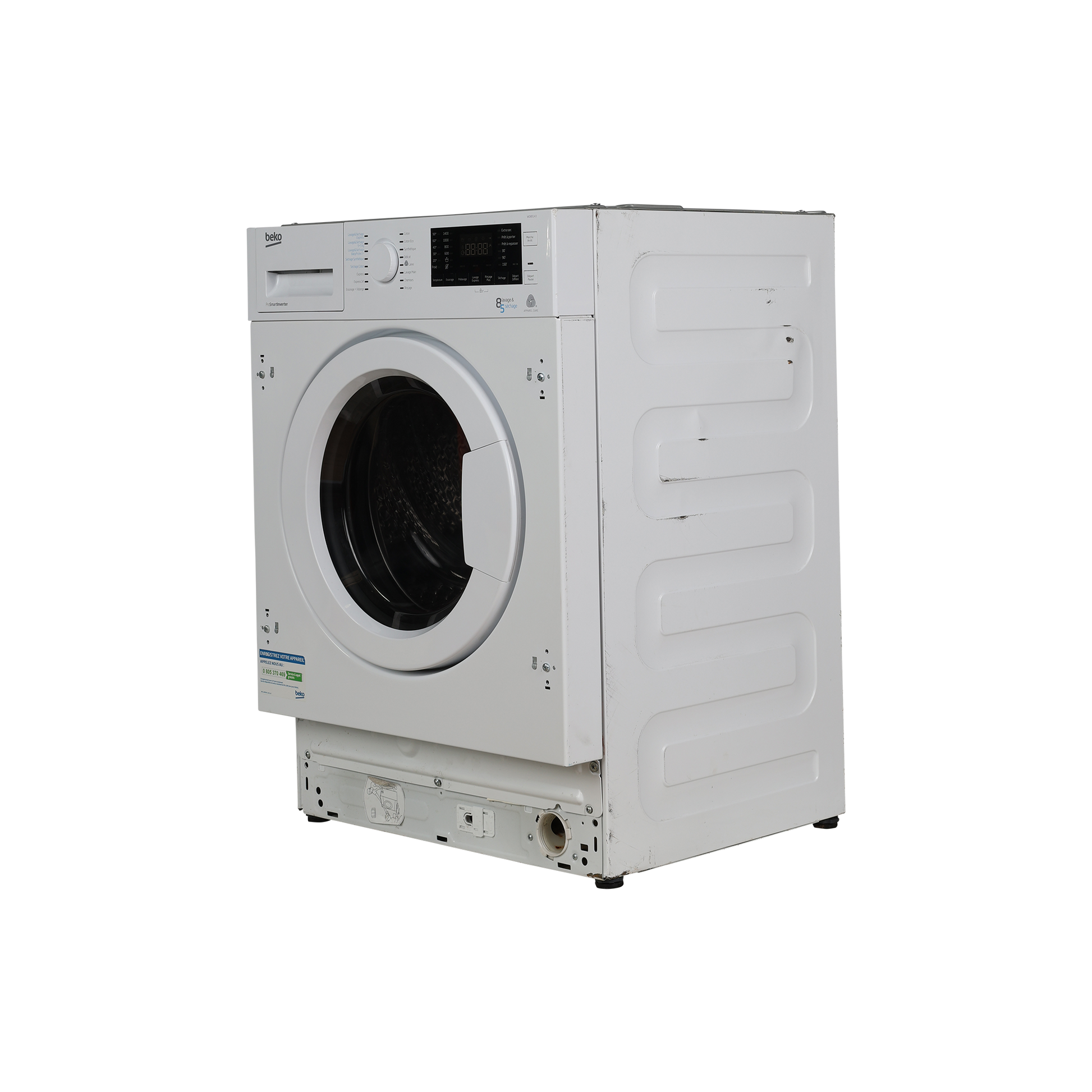 Lave-Linge Sechant 8 kg Reconditionné BEKO WDI85143 : vue du côté gauche