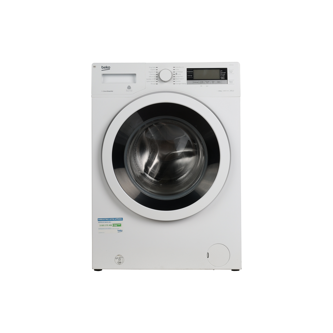 Lave-Linge Hublot 10 kg Reconditionné BEKO WMY10140 : vue de face