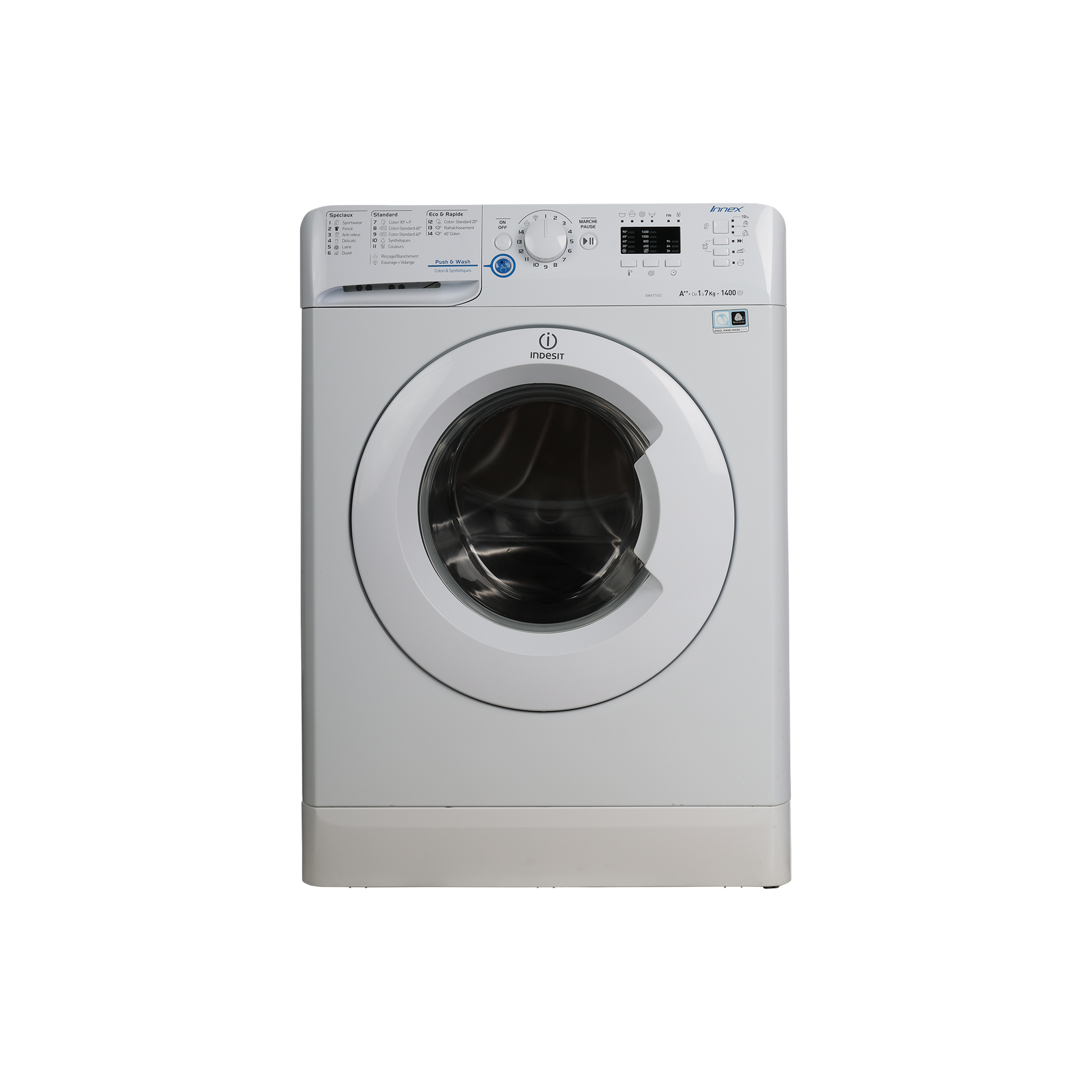 Lave-Linge Hublot 7 kg Reconditionné INDESIT XWA 71452 W FR : vue de face