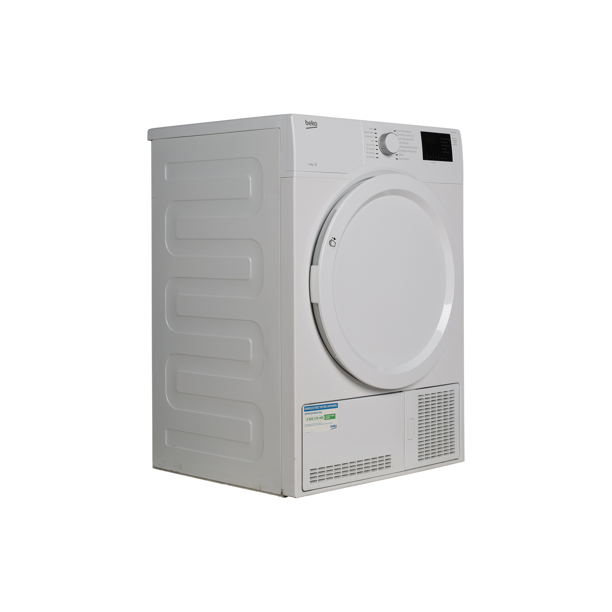 Seche-Linge Condensation 8 kg Reconditionné BEKO DDB8102PA1W : vue du côté droit