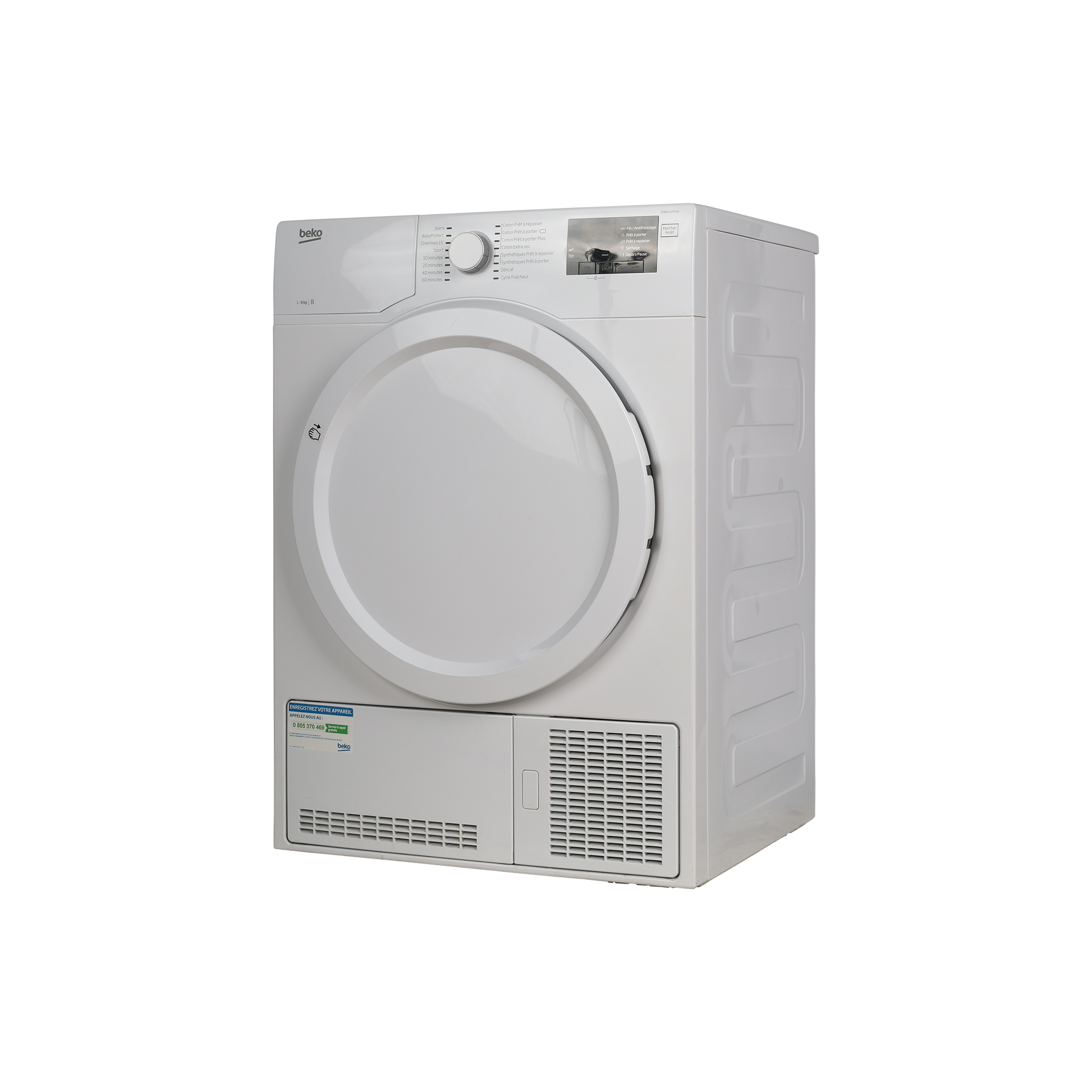 Seche-Linge Condensation 8 kg Reconditionné BEKO DDB8102PA1W : vue du côté gauche