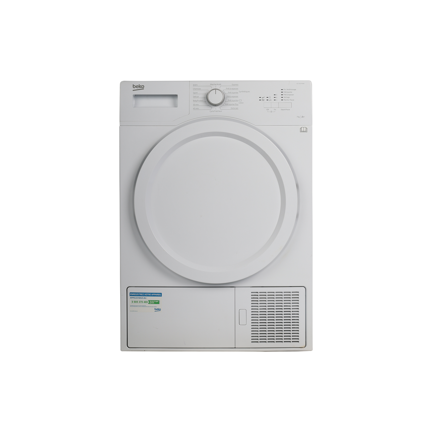Seche-Linge Pompe À Chaleur 7 kg Reconditionné BEKO DS7331PA0W : vue de face