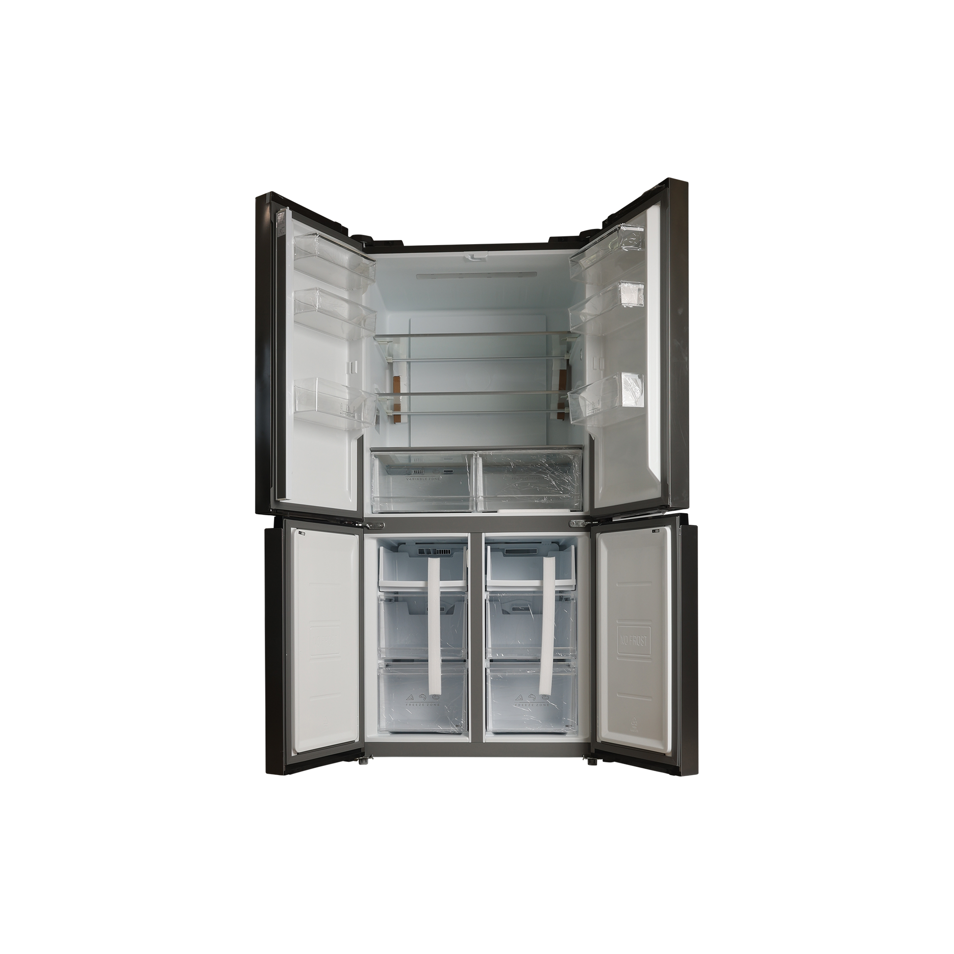 Réfrigérateur Multi-Portes 474 L Reconditionné VALBERG 4D 474 E X 625C : vue de l'intérieur